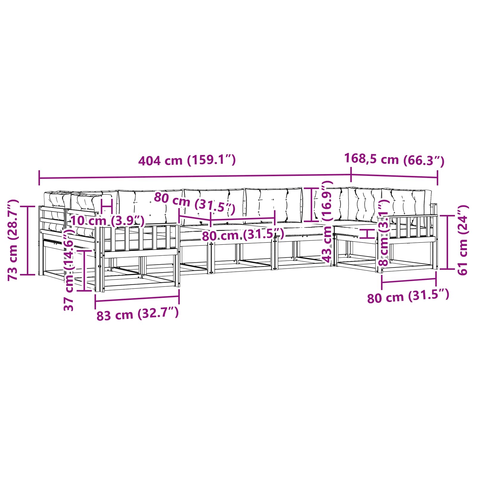 Set vanjskih sofa s jastukom 7 pcs Bijela i krem