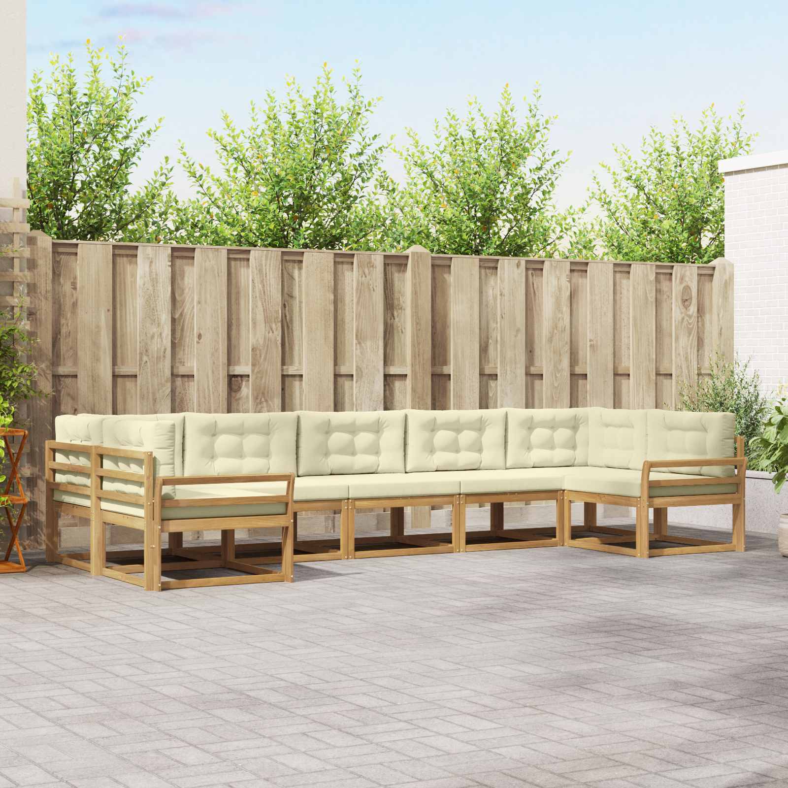 Set vanjskih sofa s jastukom 7 pcs Bijela i krem