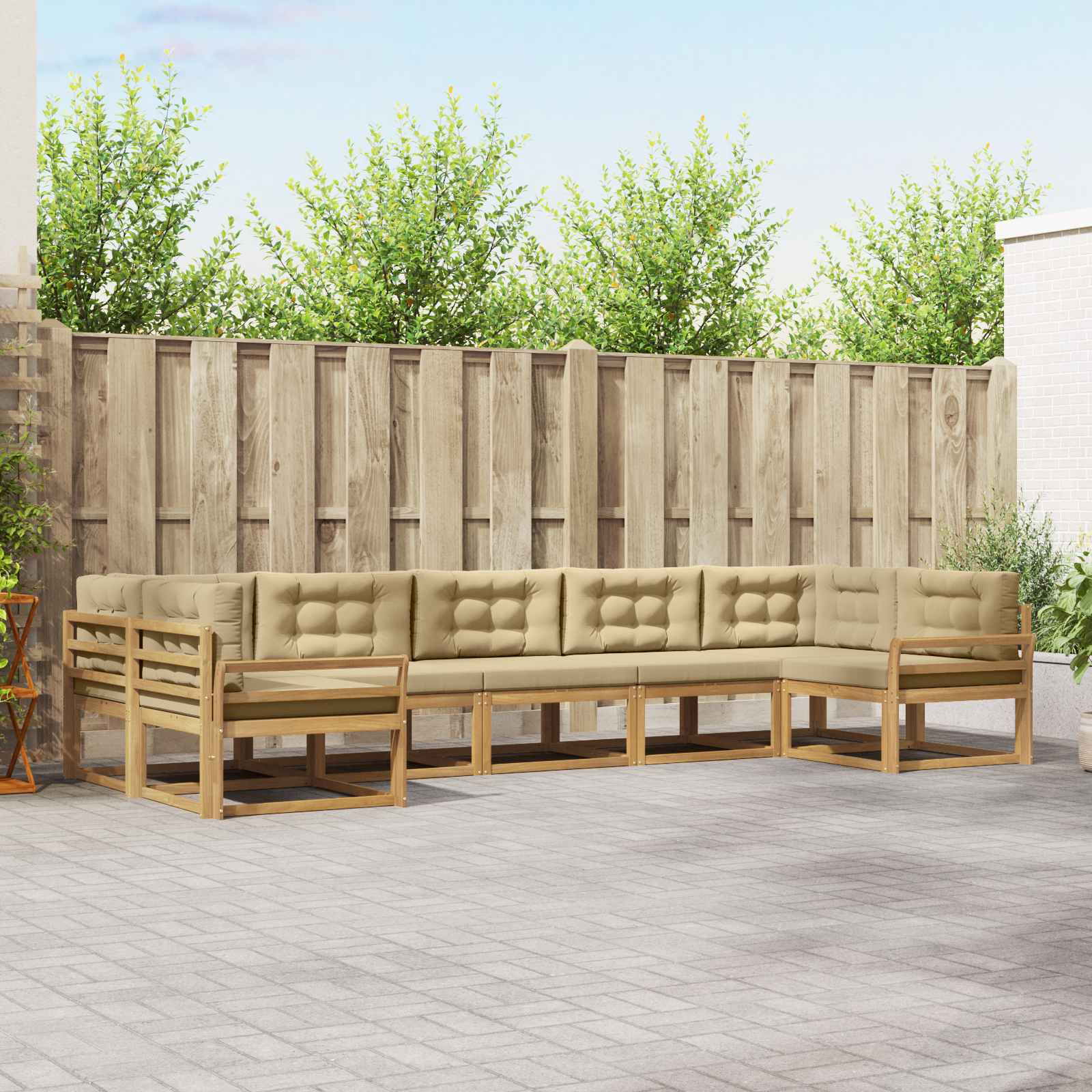 Set vanjskih sofa s jastukom 7 pcs Bijela i bež