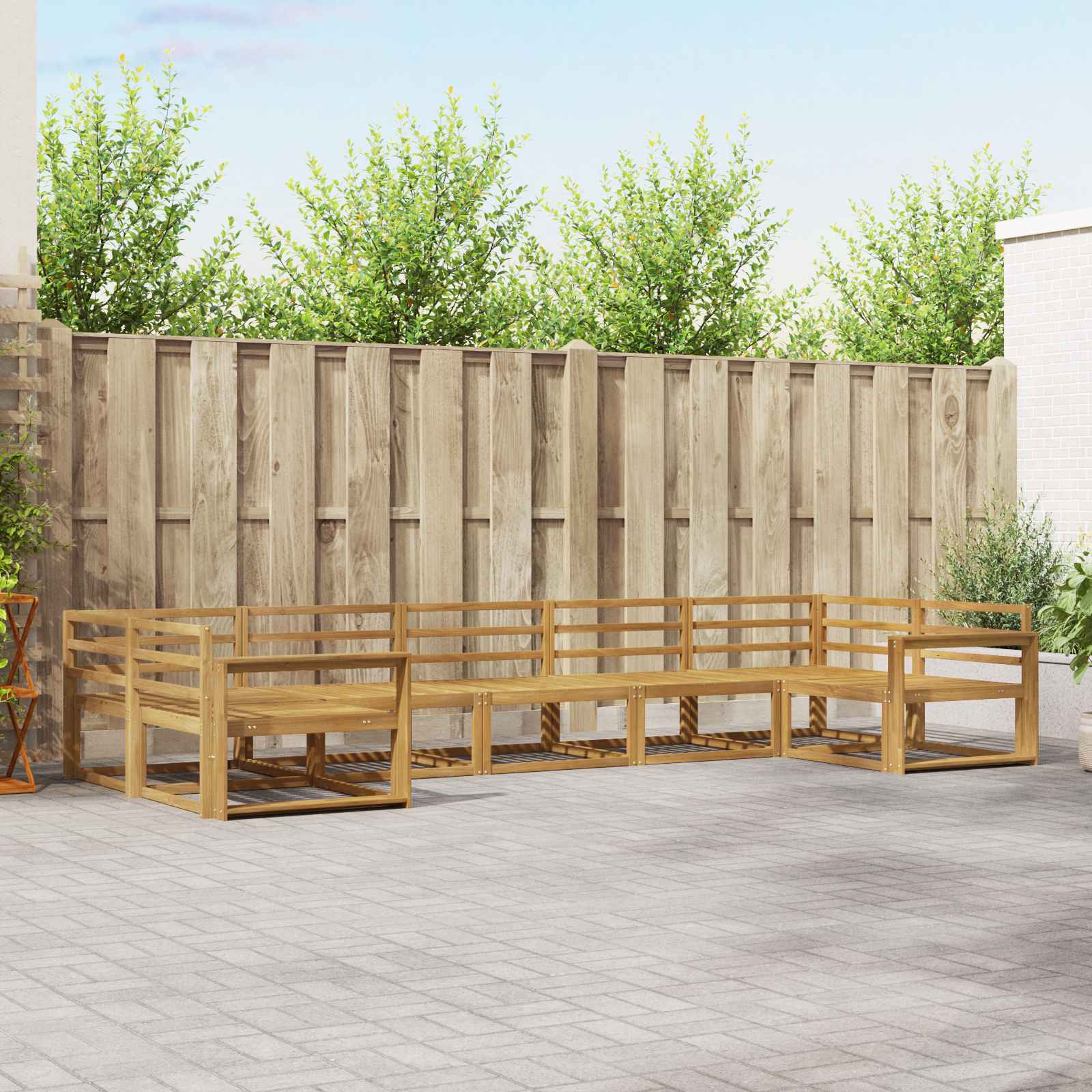 Set vanjskih sofa 7 pcs Bijela Čvrsto drvo akacije