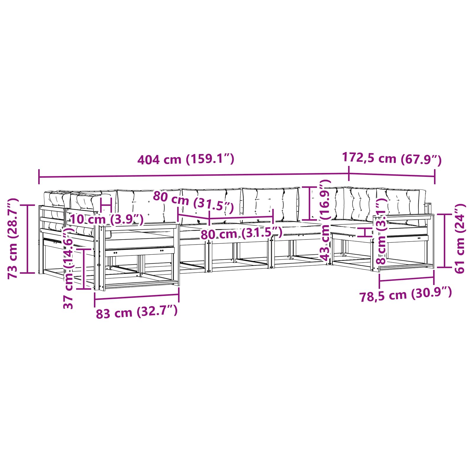 Set vanjskih sofa s jastukom 7 pcs Bijela i krem