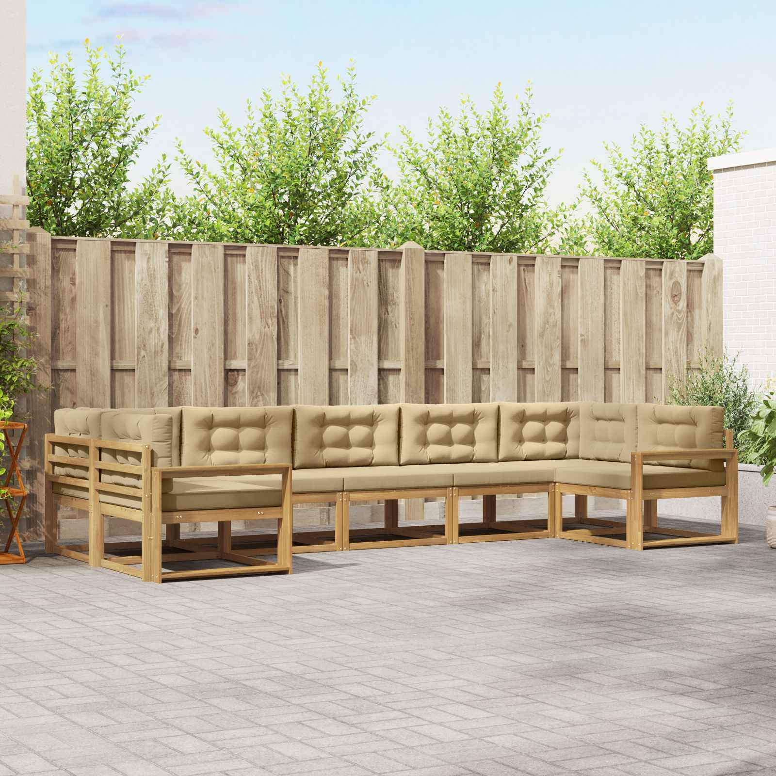 Set vanjskih sofa s jastukom 7 pcs Bijela i bež
