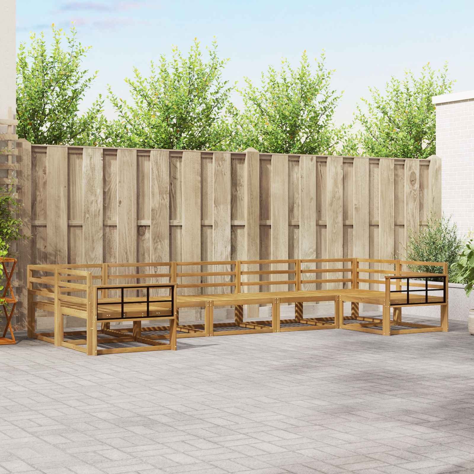 Set vanjskih sofa 7 pcs Bijela Čvrsto drvo akacije