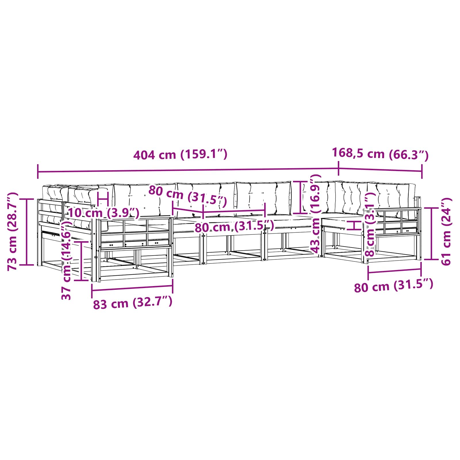 Set vanjskih sofa s jastukom 7 pcs Bijela i svjetlosiva
