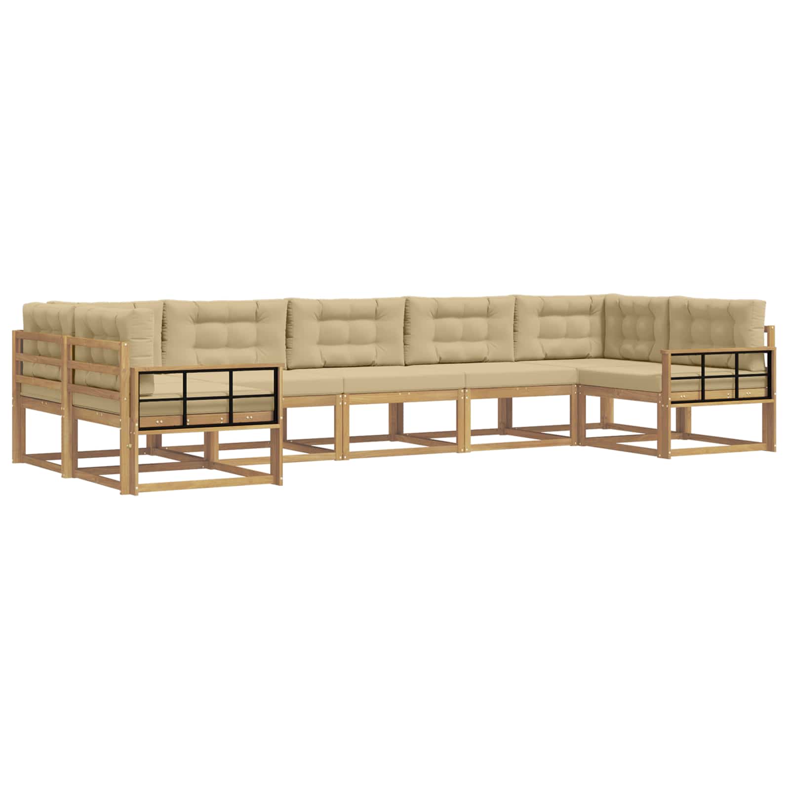 Set vanjskih sofa s jastukom 7 pcs Bijela i bež