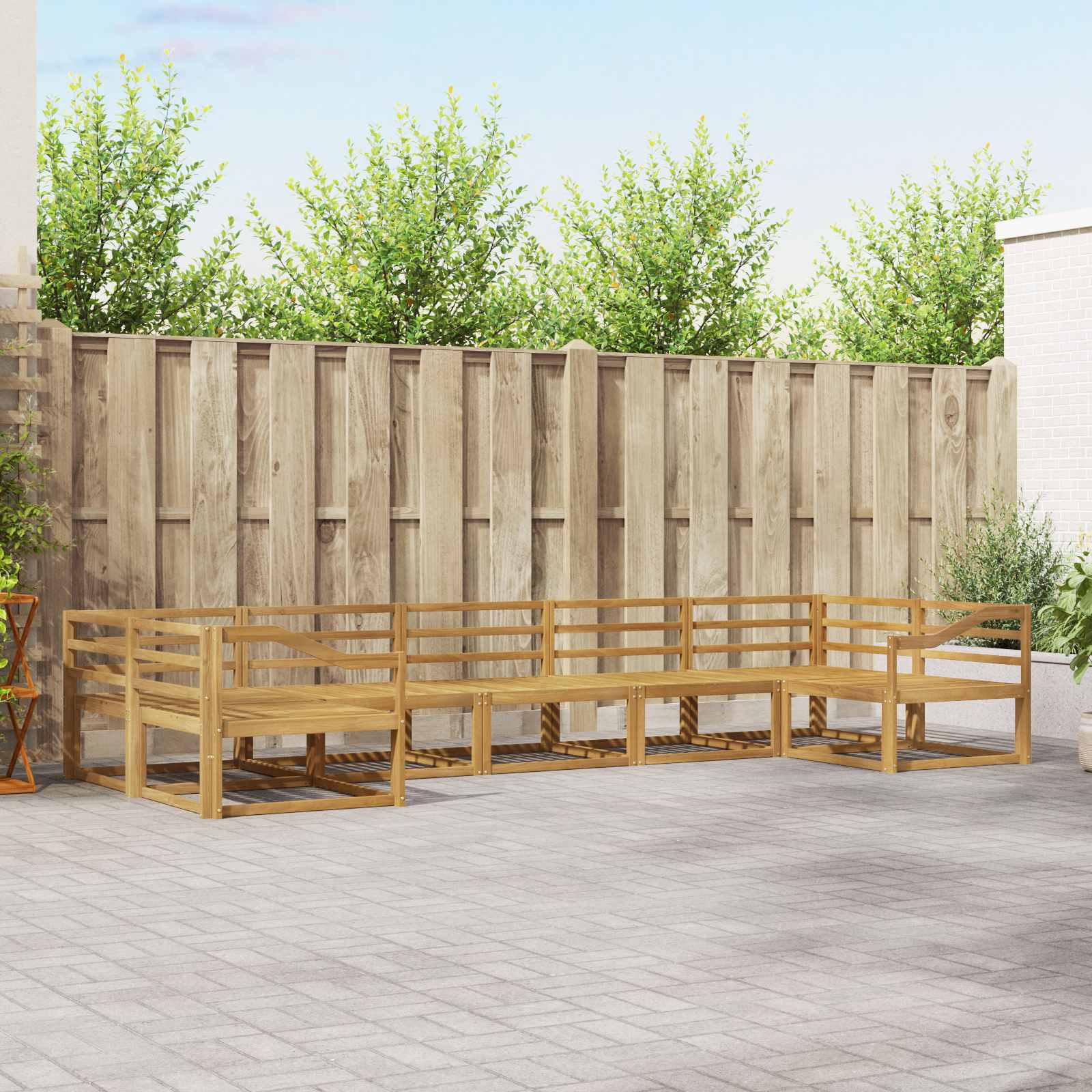 Set vanjskih sofa 7 pcs Bijela Čvrsto drvo akacije