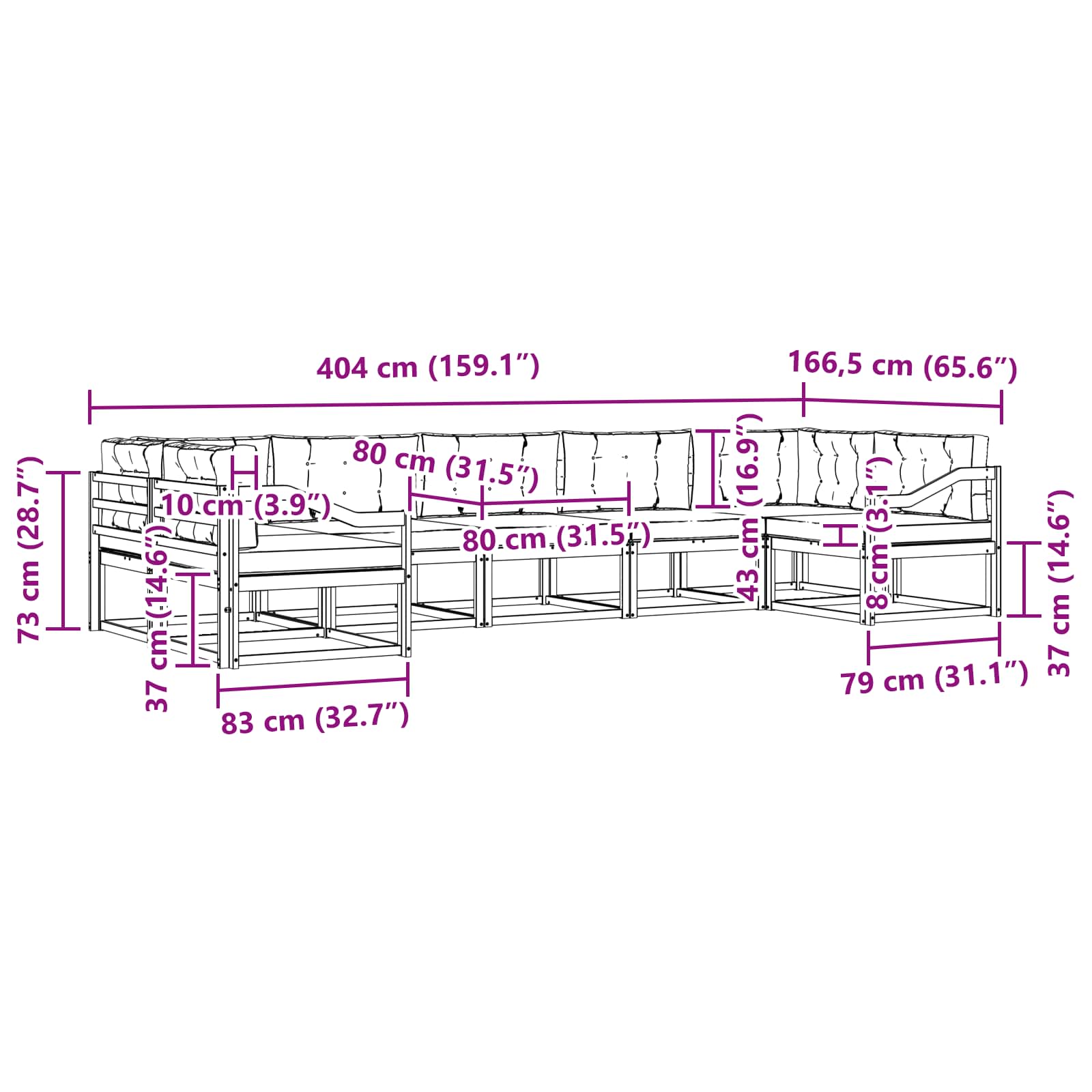 Set vanjskih sofa s jastukom 7 pcs Bijela i krem
