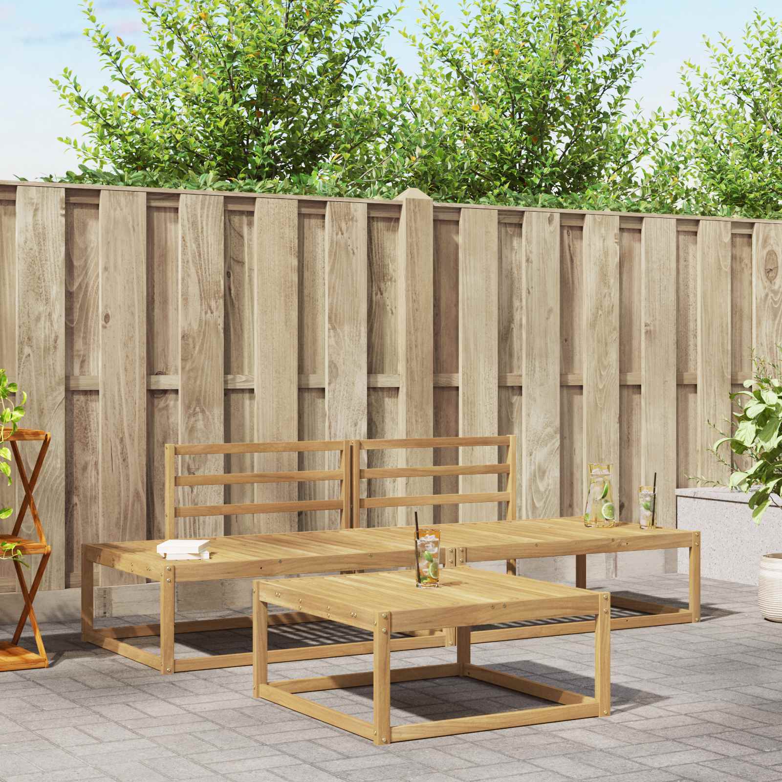 Set vanjskih sofa Bijela 79 x 79 x 37 cm Čvrsto drvo akacije
