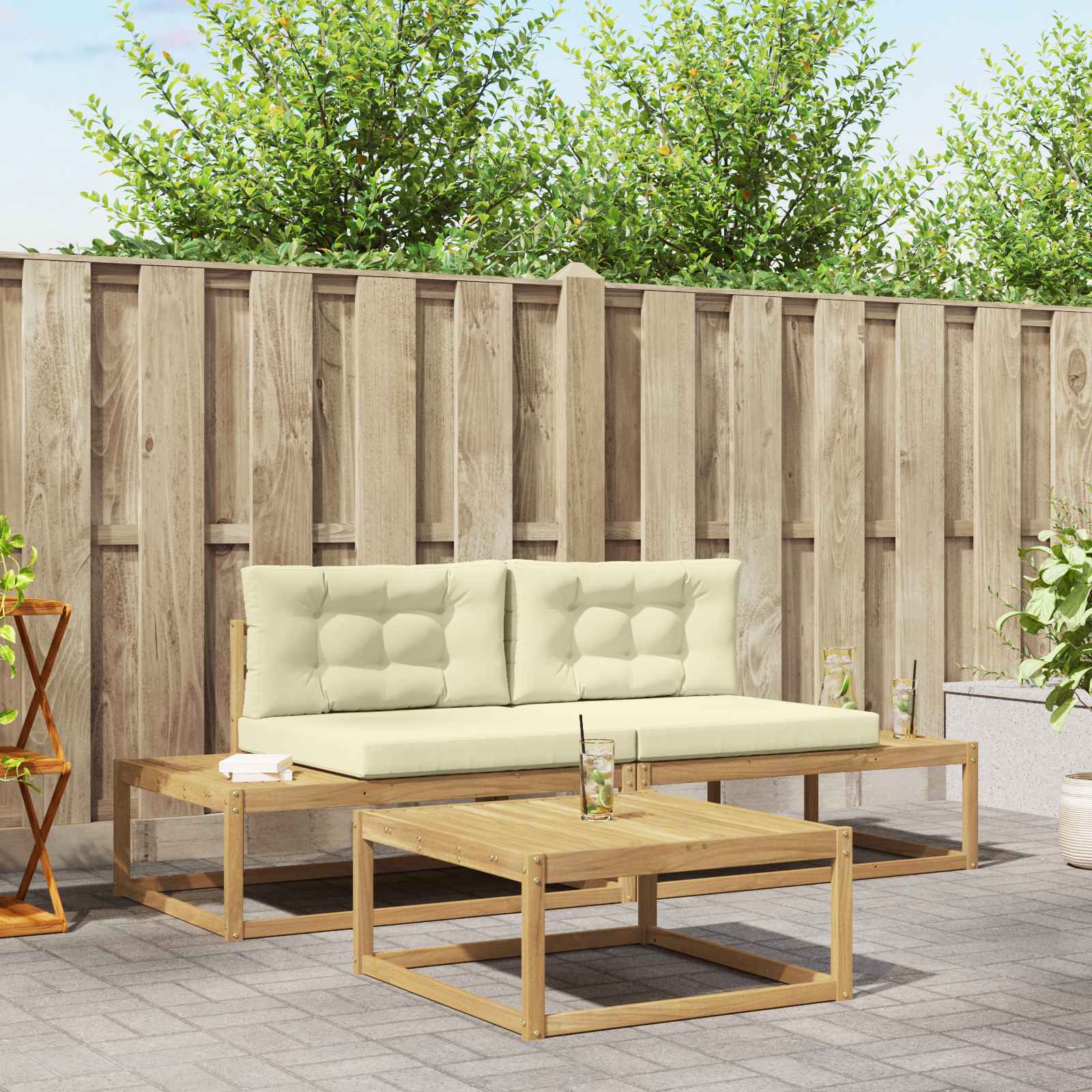 Set vanjskih sofa s jastukom Bijela 79 x 79 x 37 cm Poliester
