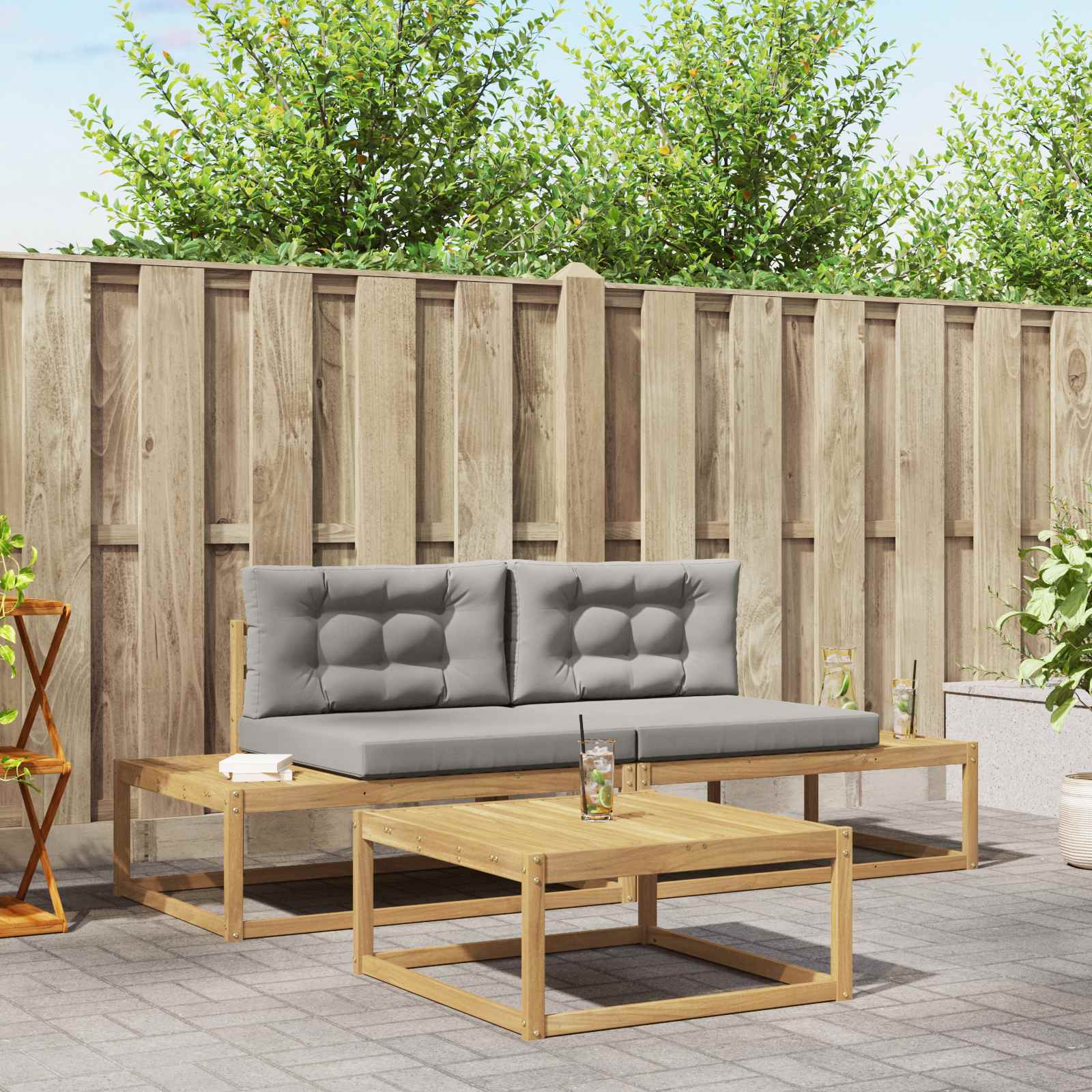Set vanjskih sofa s jastukom Bijela 79 x 79 x 37 cm Poliester