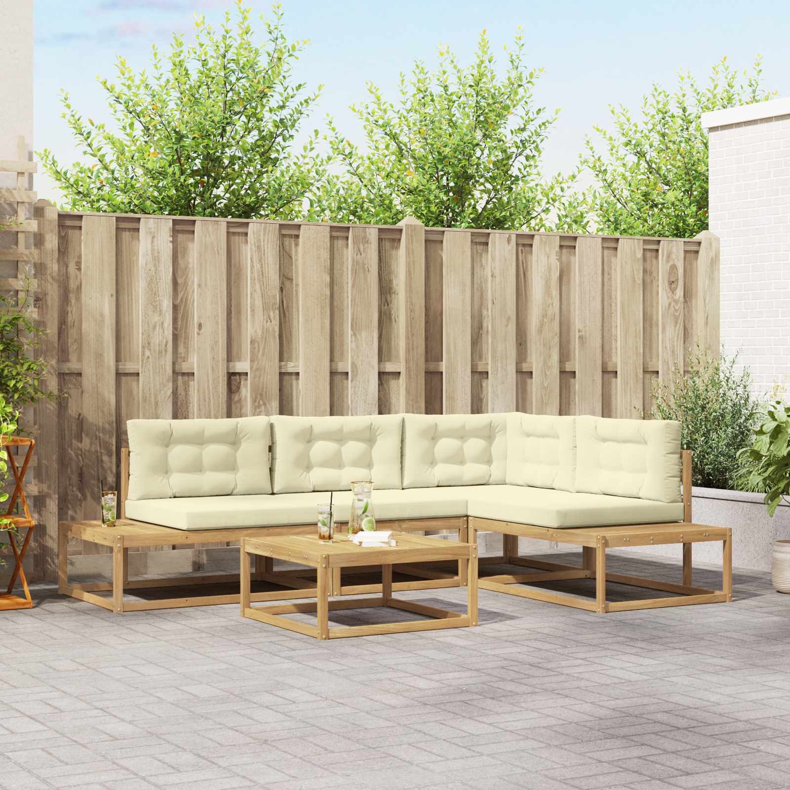 Set vanjskih sofa s jastukom Bijela 79 x 79 x 37 cm Poliester