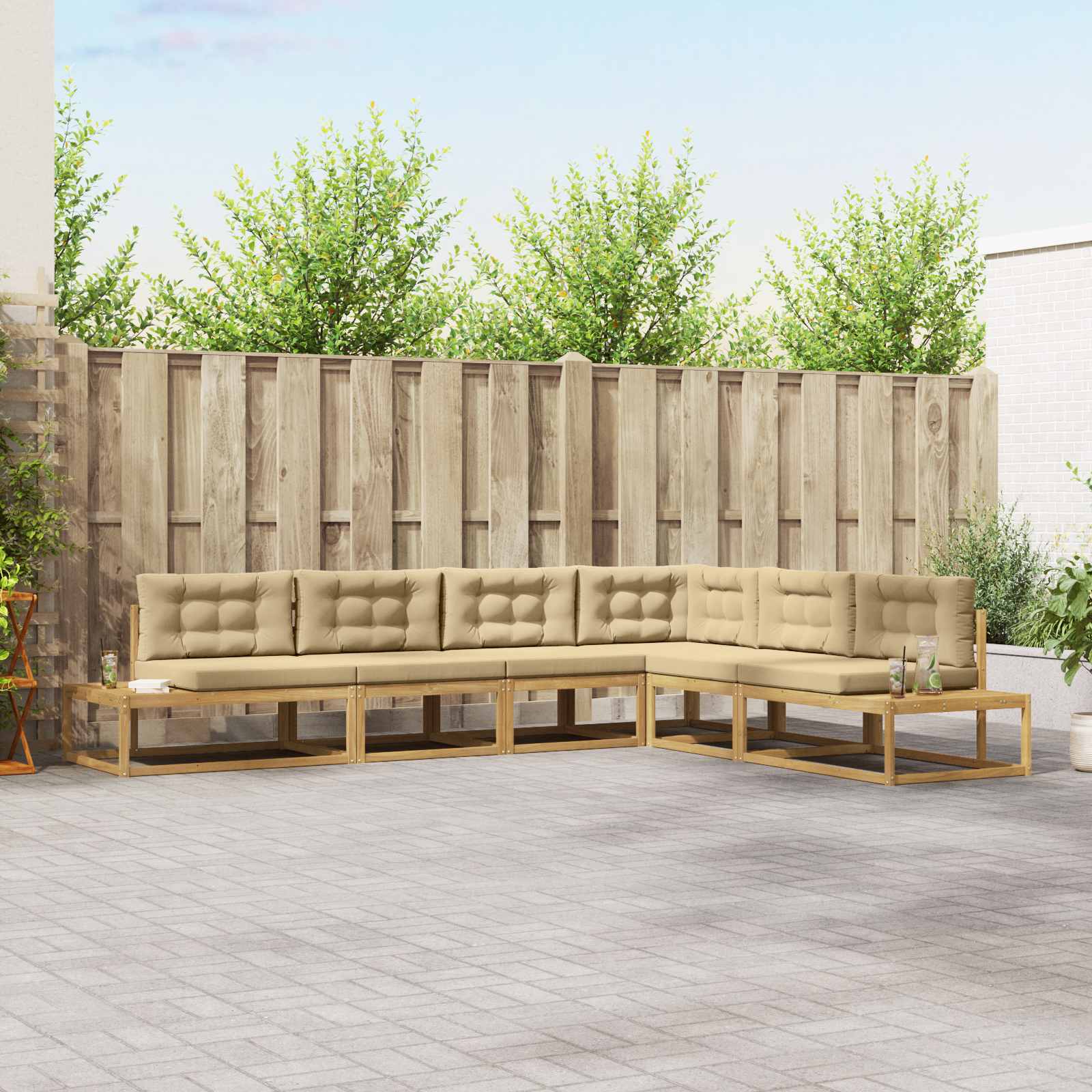 Set vanjskih sofa Bijela 357 x 198,5 x 73 cm Poliester