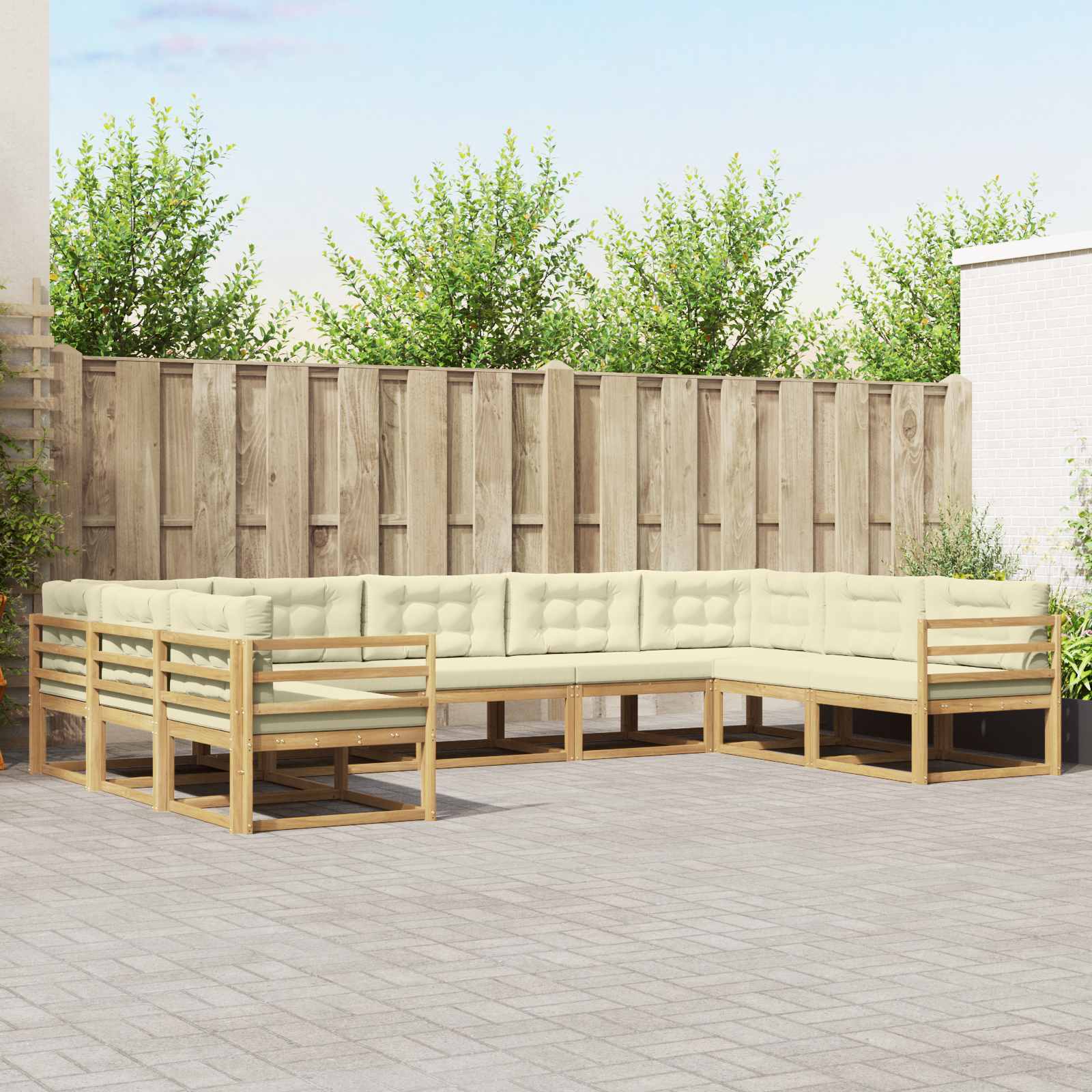 Set vanjskih sofa s jastukom 9 pcs Bijela i krem