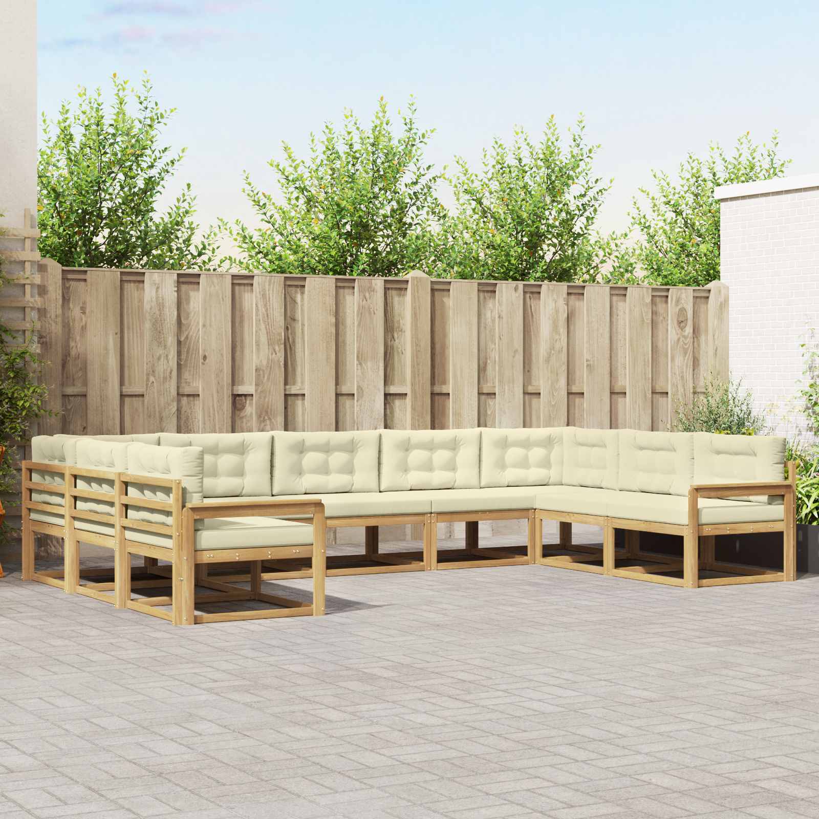Set vanjskih sofa s jastukom 9 pcs Bijela i krem