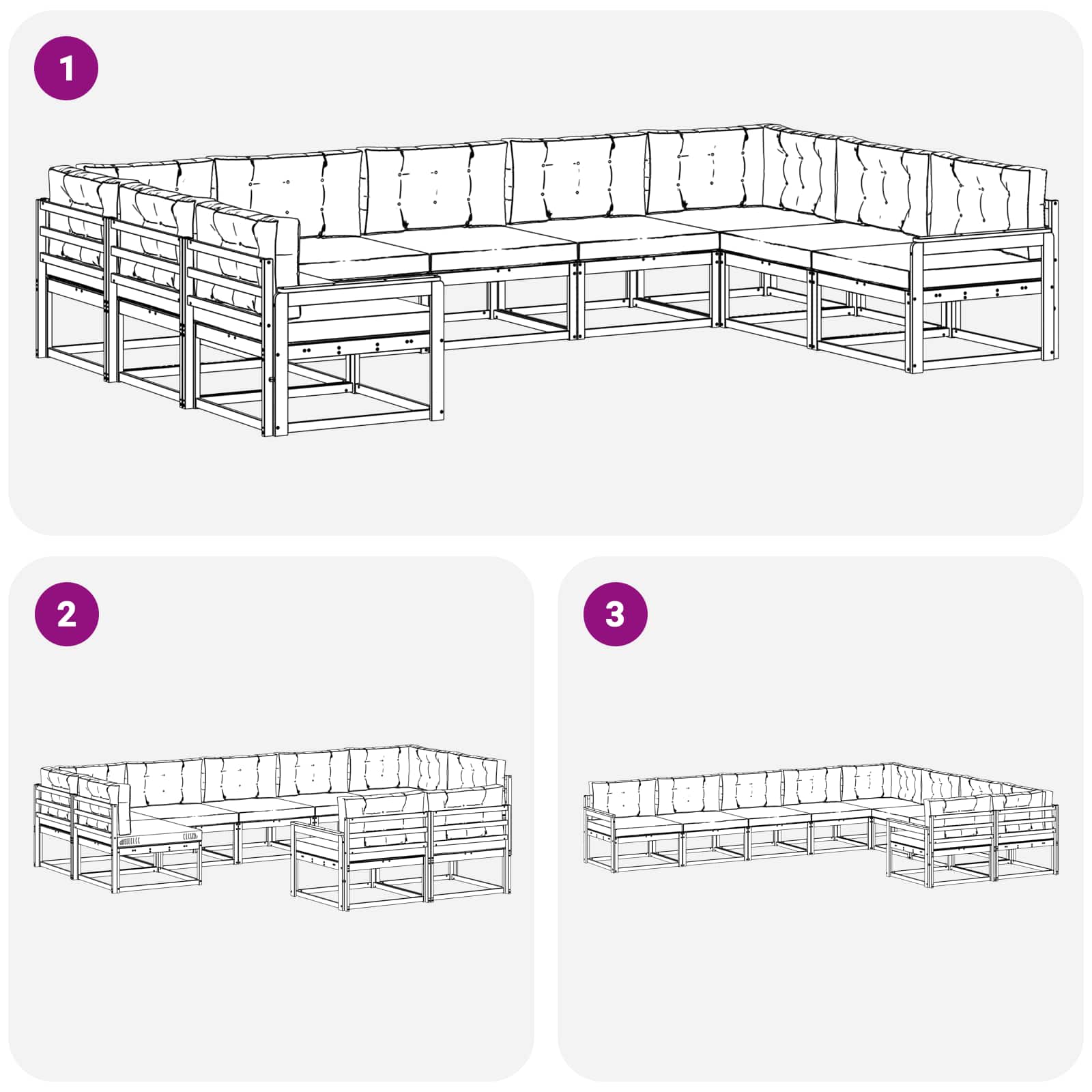 Set vanjskih sofa s jastukom 9 pcs Bijela i svjetlosiva