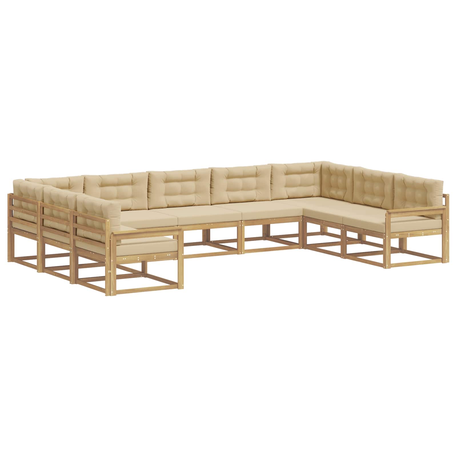 Set vanjskih sofa s jastukom 9 pcs Bijela i bež