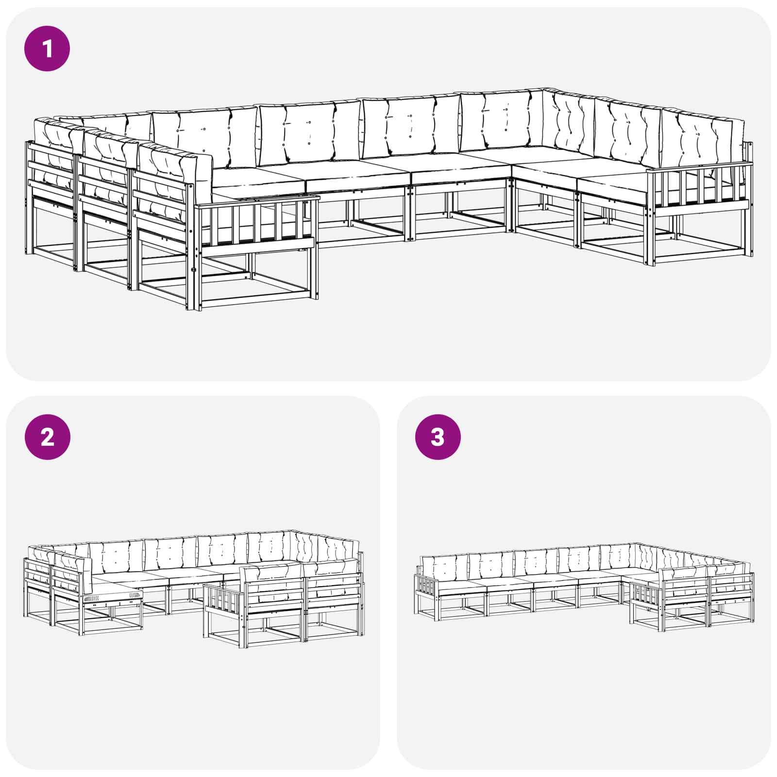 Set vanjskih sofa s jastukom 9 pcs Bijela i antracit