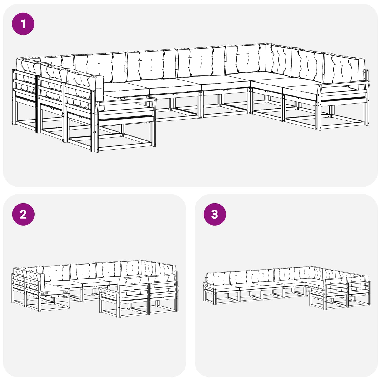 Set vanjskih sofa s jastukom 9 pcs Bijela i krem