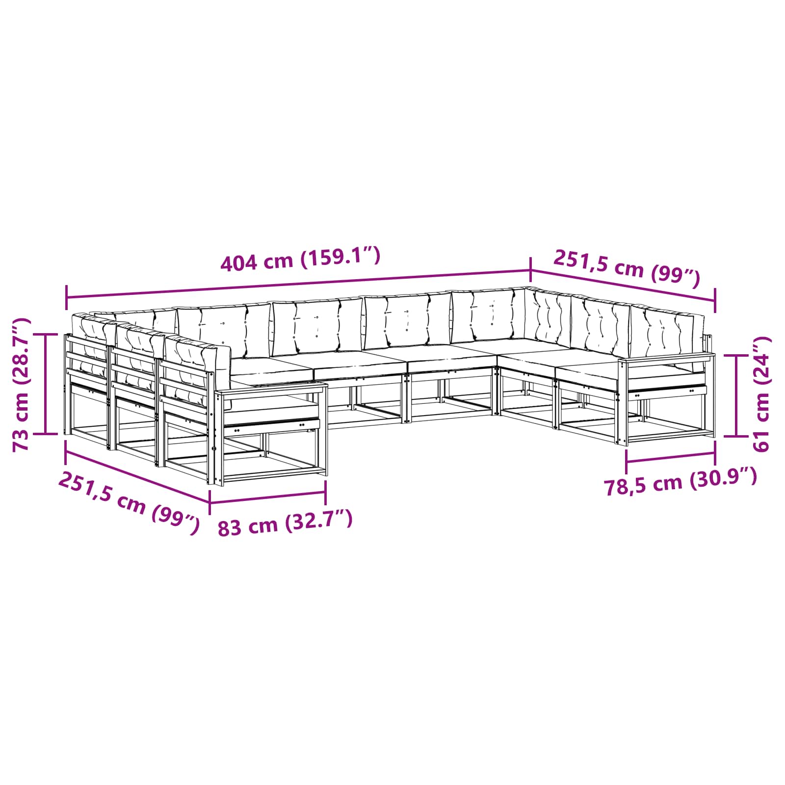 Set vanjskih sofa s jastukom 9 pcs Bijela i antracit