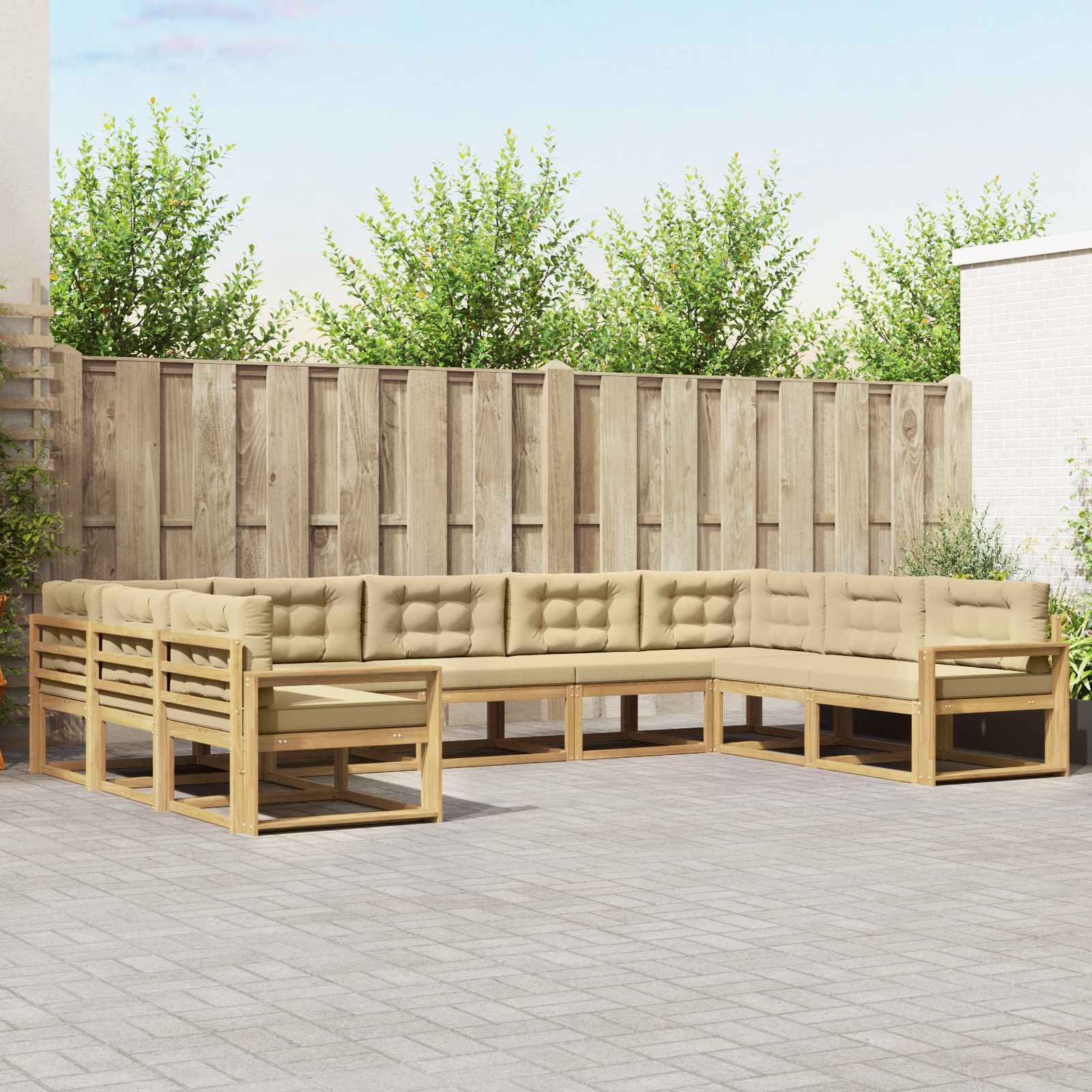 Set vanjskih sofa s jastukom 9 pcs Bijela i bež