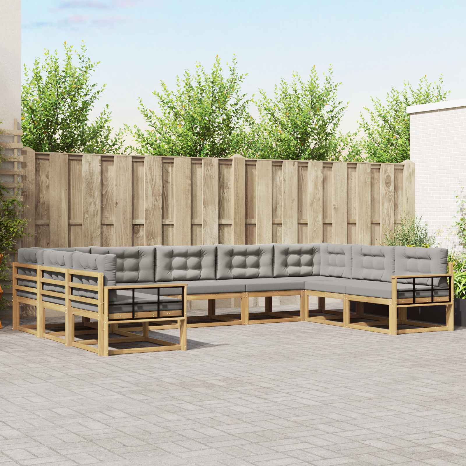 Set vanjskih sofa s jastukom 9 pcs Bijela i svjetlosiva