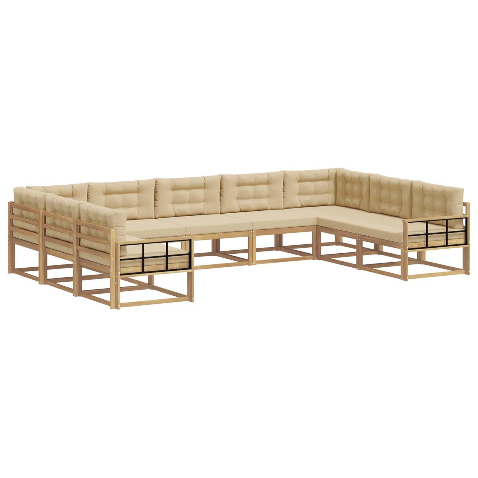 Set vanjskih sofa s jastukom 9 pcs Bijela i bež