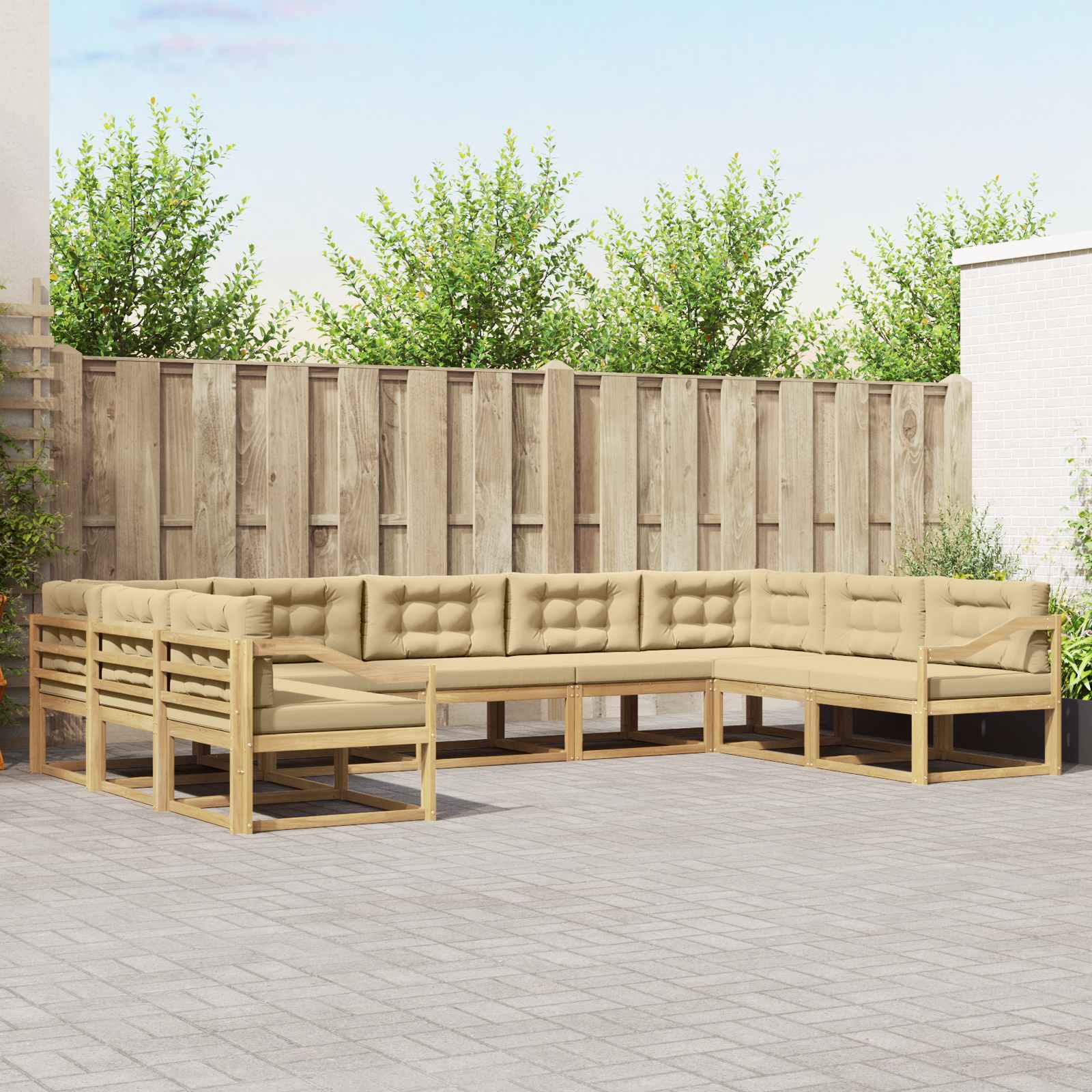 Set vanjskih sofa s jastukom 9 pcs Bijela i bež