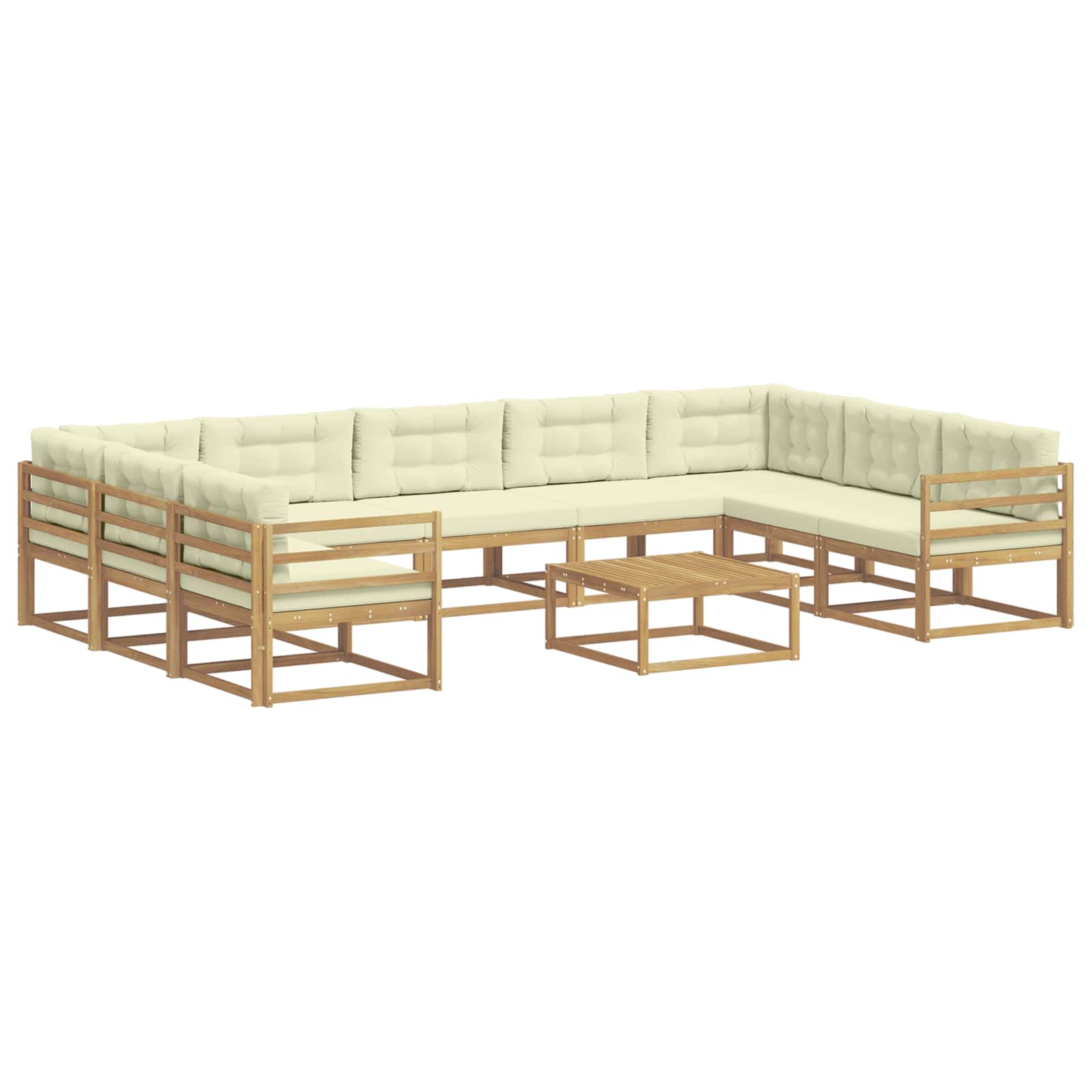 Set vanjskih sofa s jastukom 10 pcs Bijela i krem