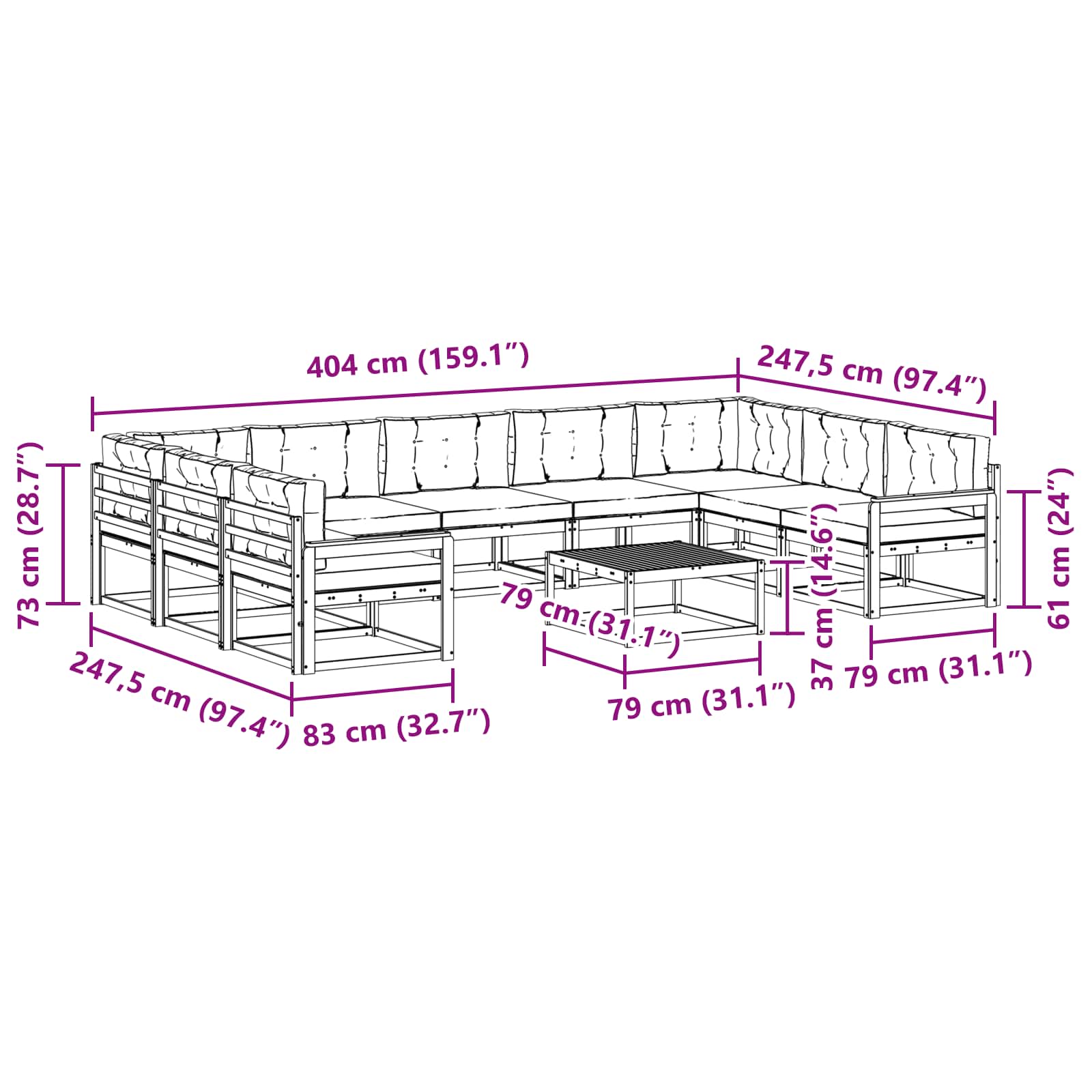 Set vanjskih sofa s jastukom 10 pcs Bijela i svjetlosiva