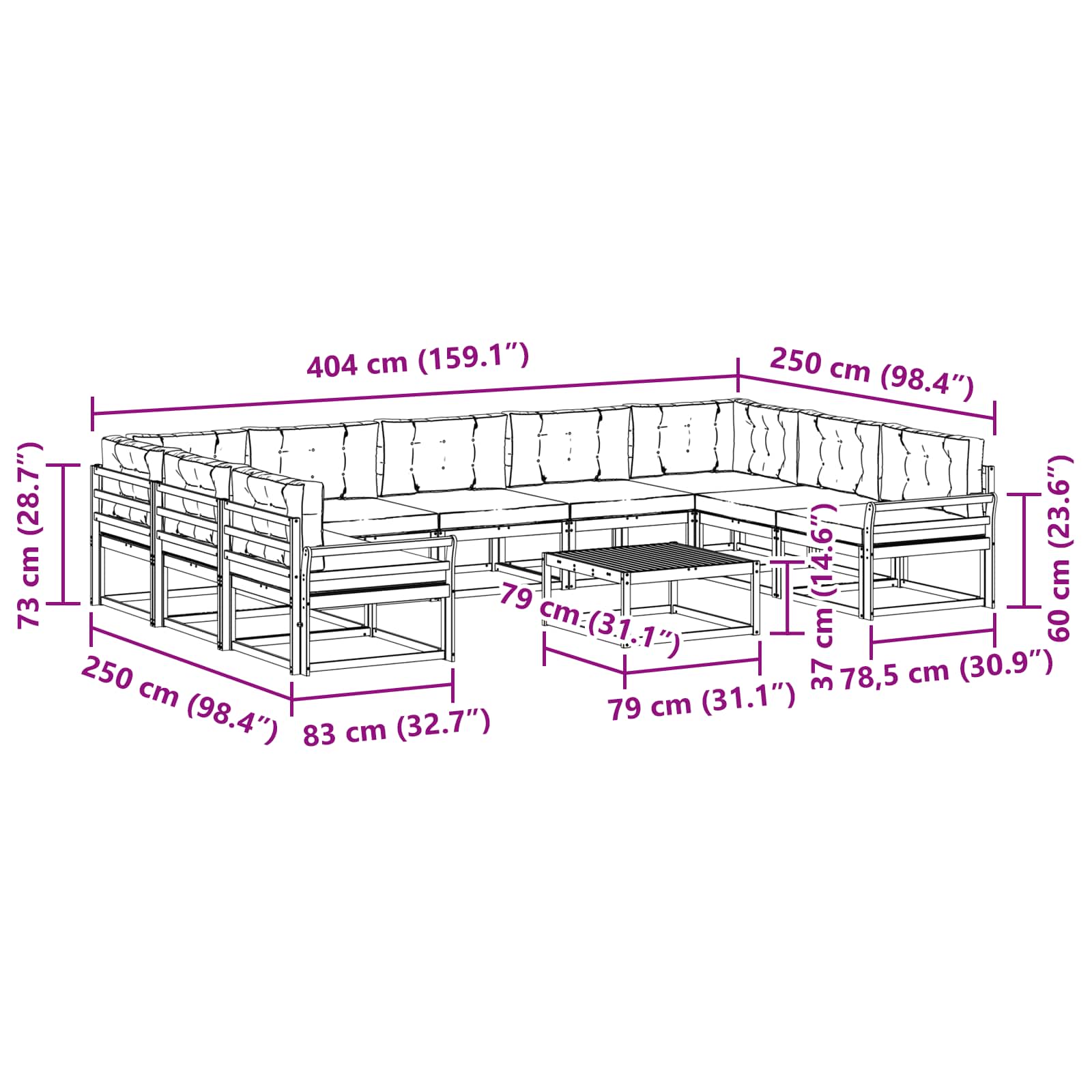 Set vanjskih sofa s jastukom 10 pcs Bijela i svjetlosiva