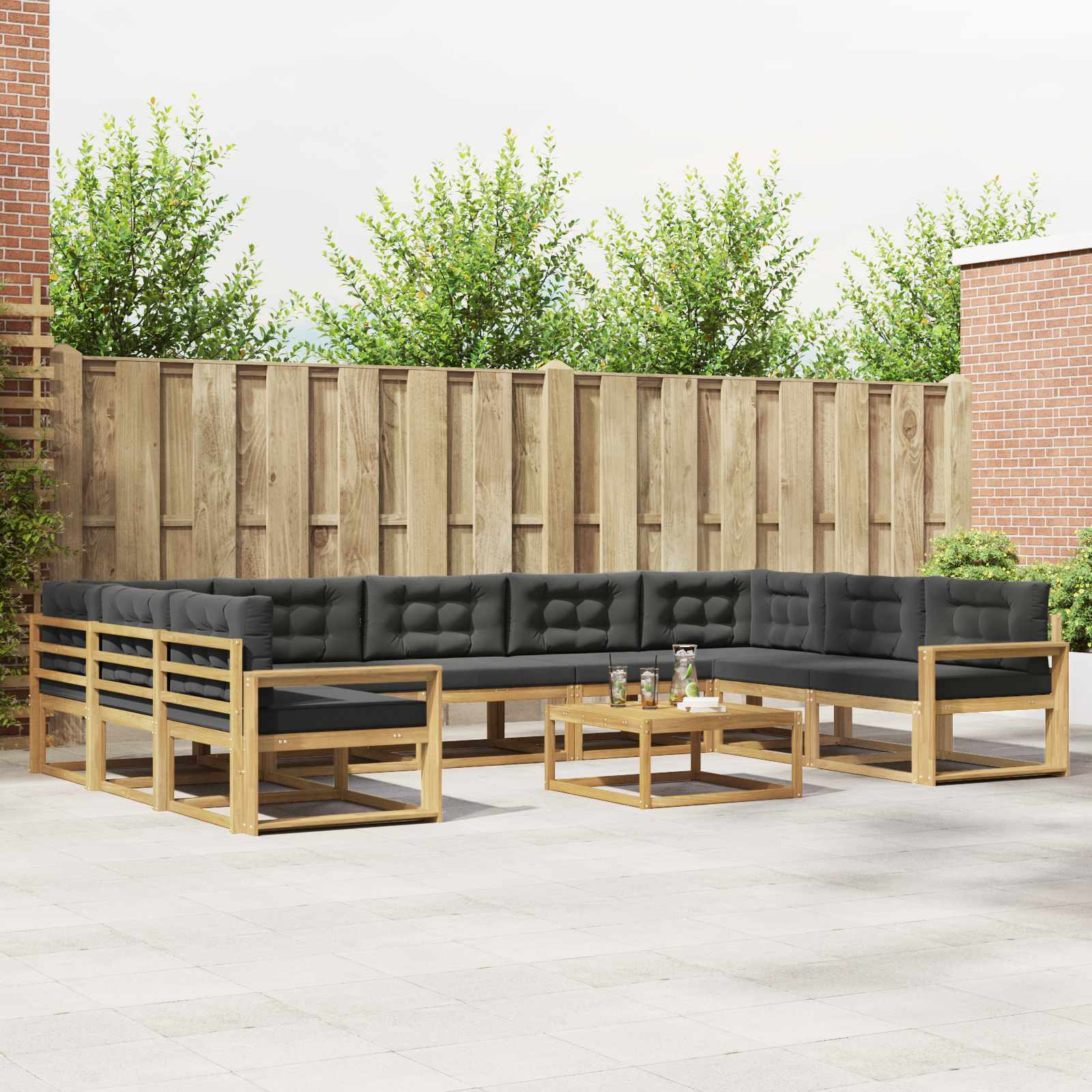 Set vanjskih sofa s jastukom 10 pcs Bijela i antracit
