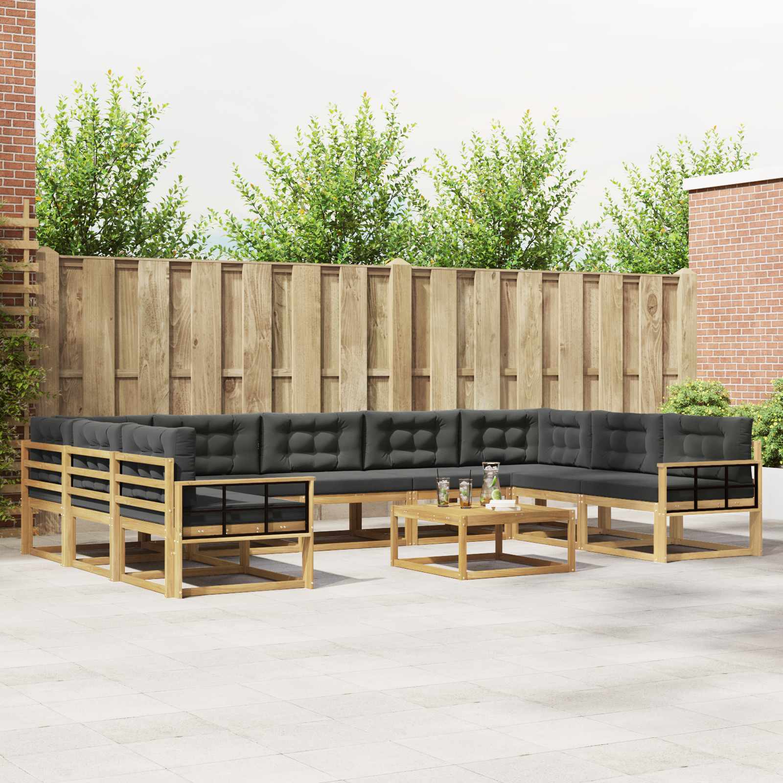 Set vanjskih sofa s jastukom 10 pcs Bijela i antracit