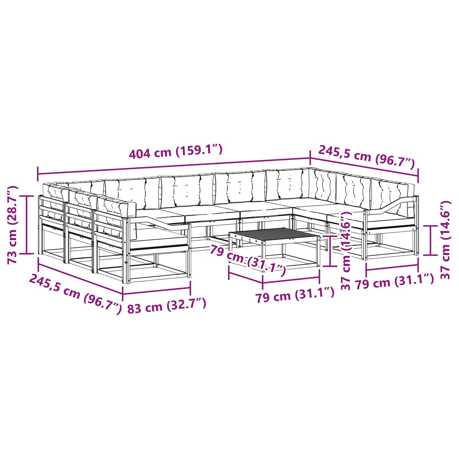 Set vanjskih sofa s jastukom 10 pcs Bijela i svjetlosiva