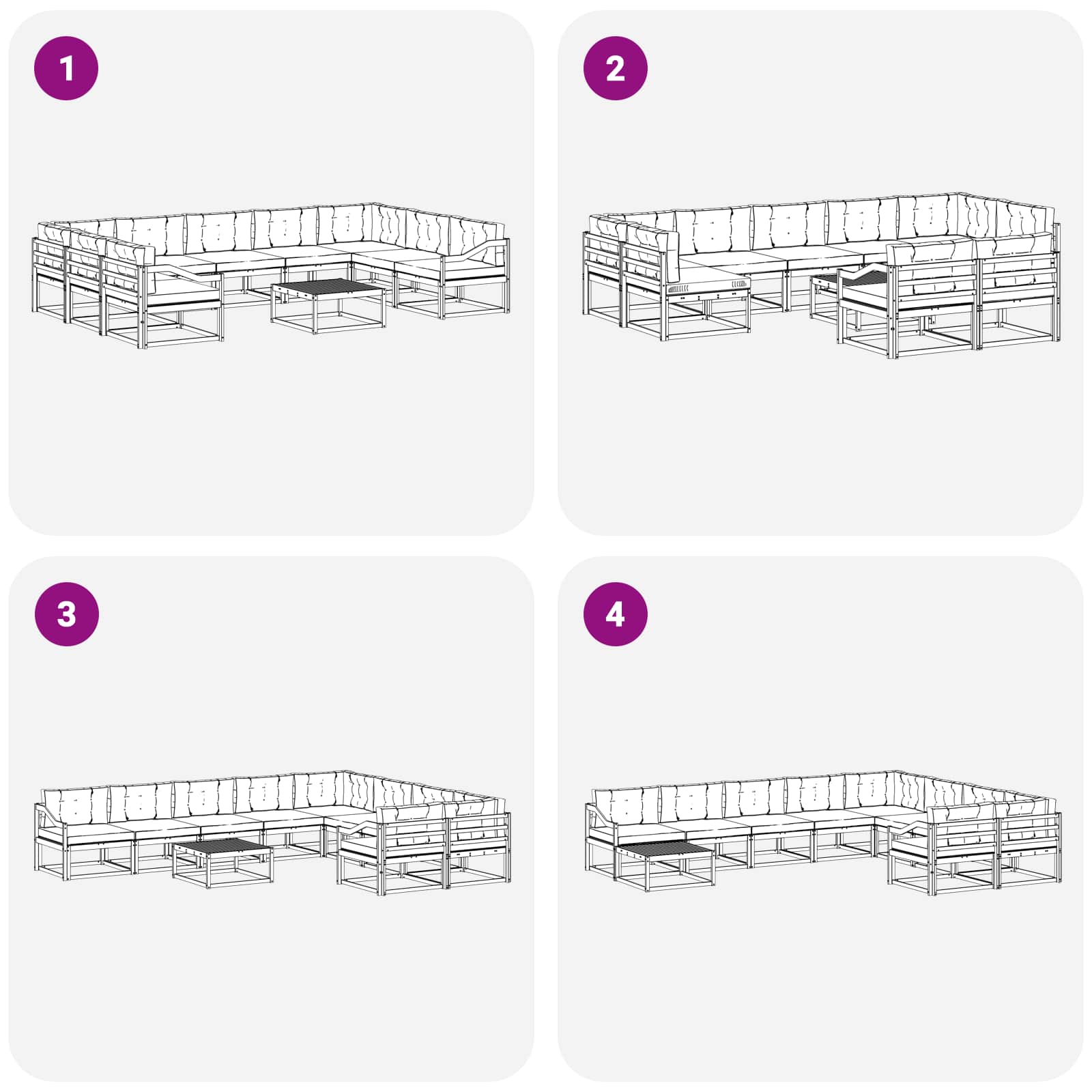 Set vanjskih sofa s jastukom 10 pcs Bijela i antracit