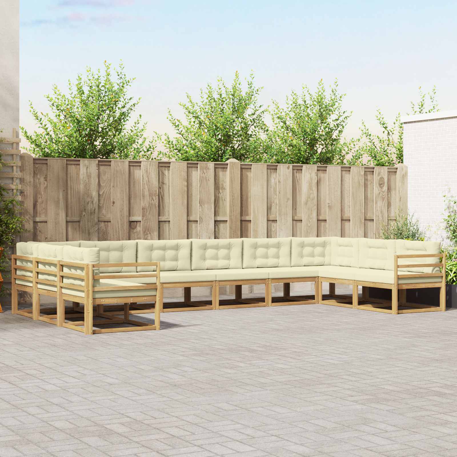 Set vanjskih sofa s jastukom 10 pcs Bijela i krem