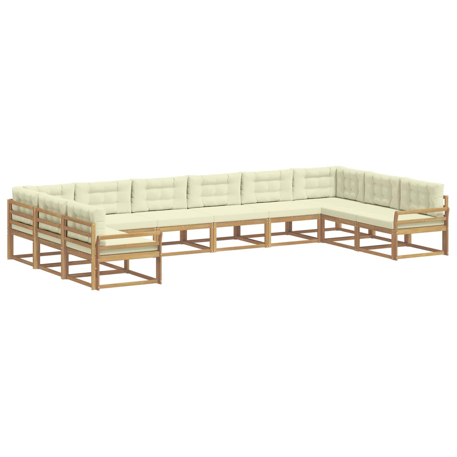 Set vanjskih sofa s jastukom 10 pcs Bijela i krem
