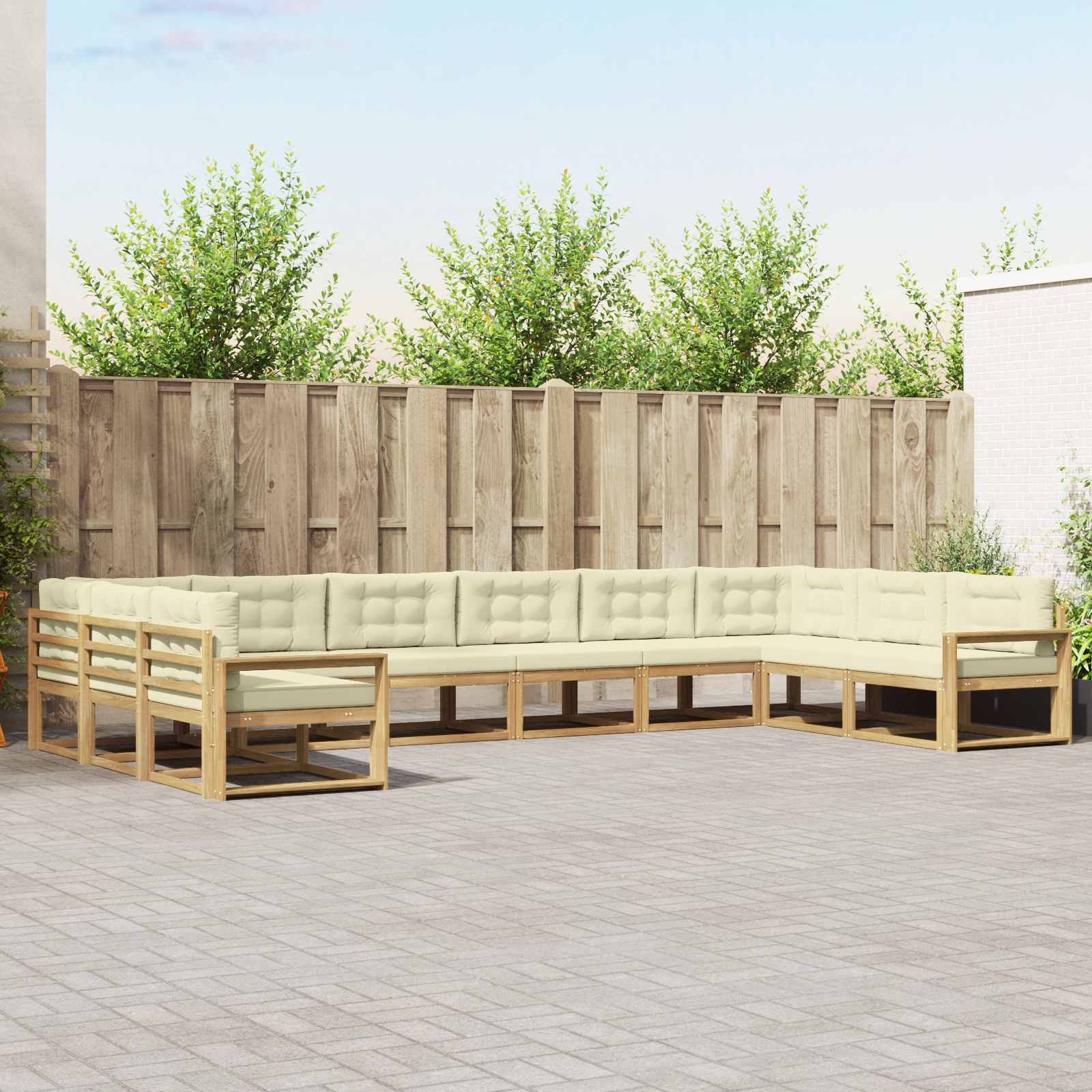 Set vanjskih sofa s jastukom 10 pcs Bijela i krem