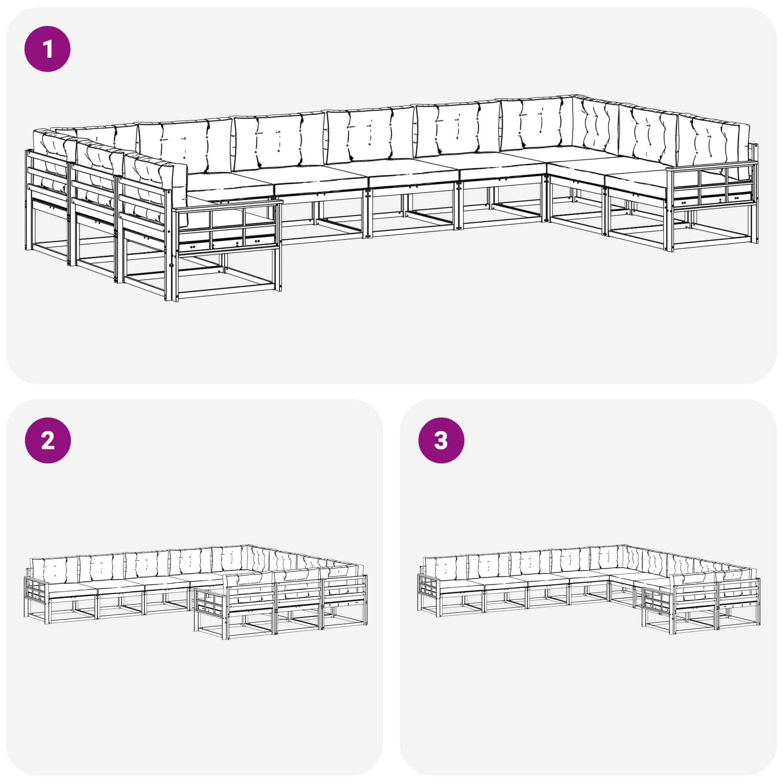 Set vanjskih sofa s jastukom 10 pcs Bijela i krem