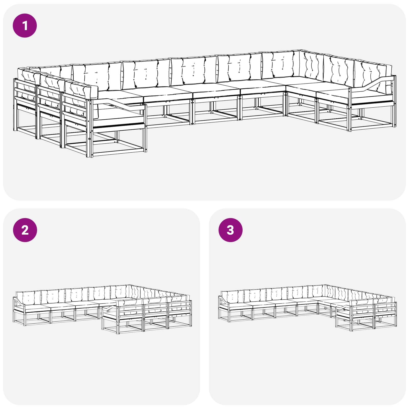 Set vanjskih sofa s jastukom 10 pcs Bijela i svjetlosiva