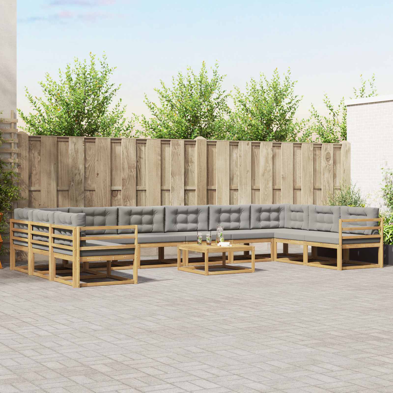 Set vanjskih sofa s jastukom 11 pcs Bijela i svjetlosiva