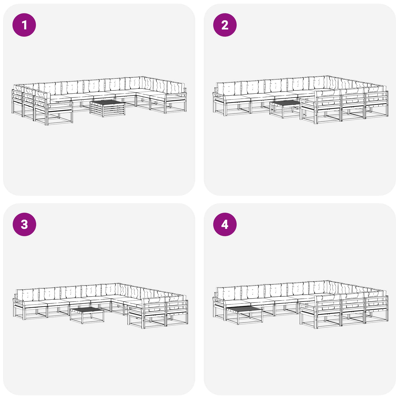 Set vanjskih sofa s jastukom 11 pcs Bijela i antracit