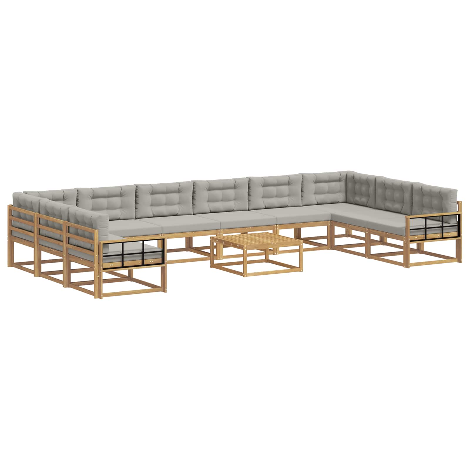 Set vanjskih sofa s jastukom 11 pcs Bijela i svjetlosiva