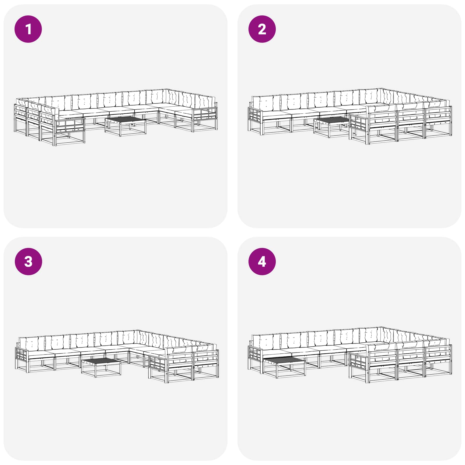 Set vanjskih sofa s jastukom 11 pcs Bijela i svjetlosiva