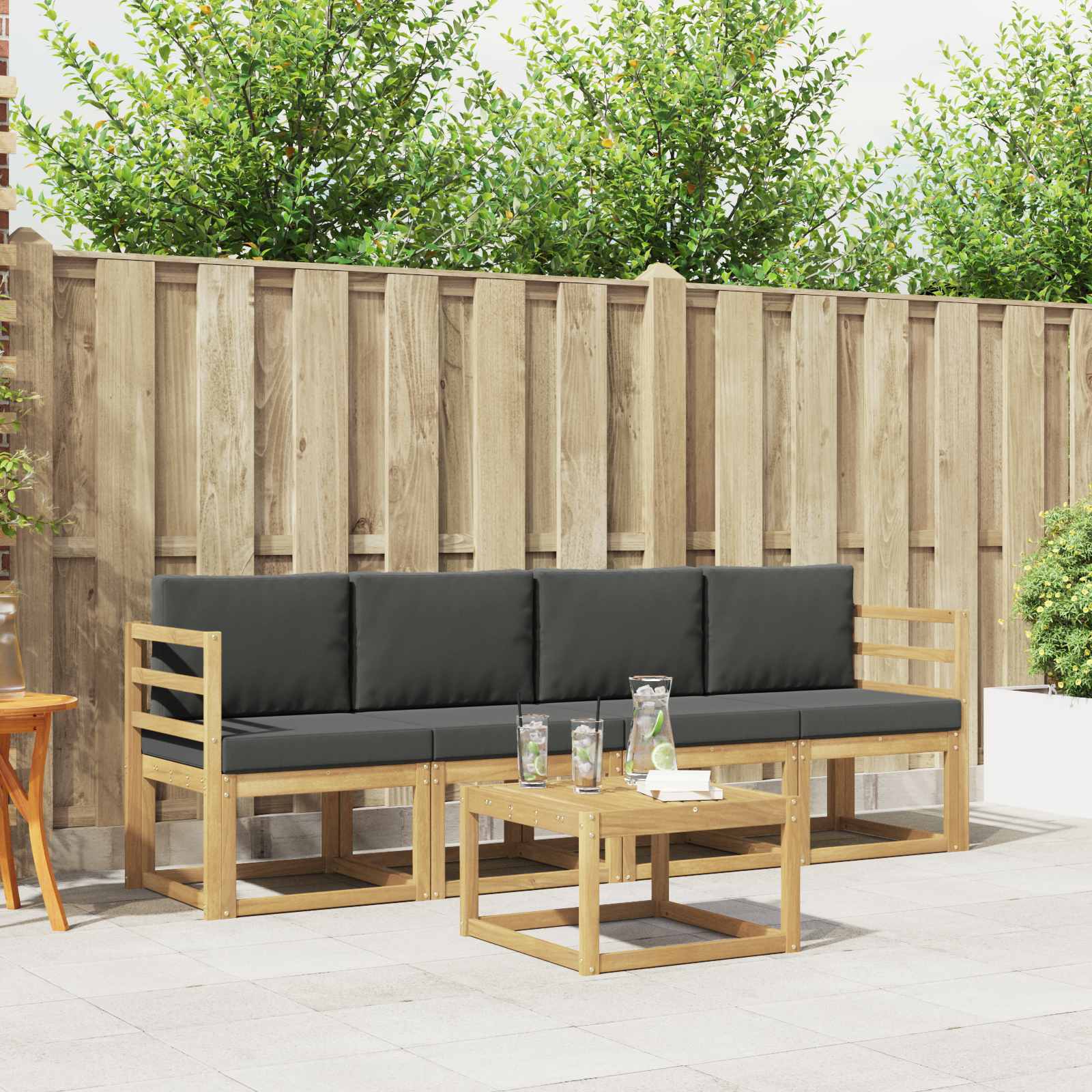 Set vanjskih sofa s jastukom 5 pcs Bijela i antracit