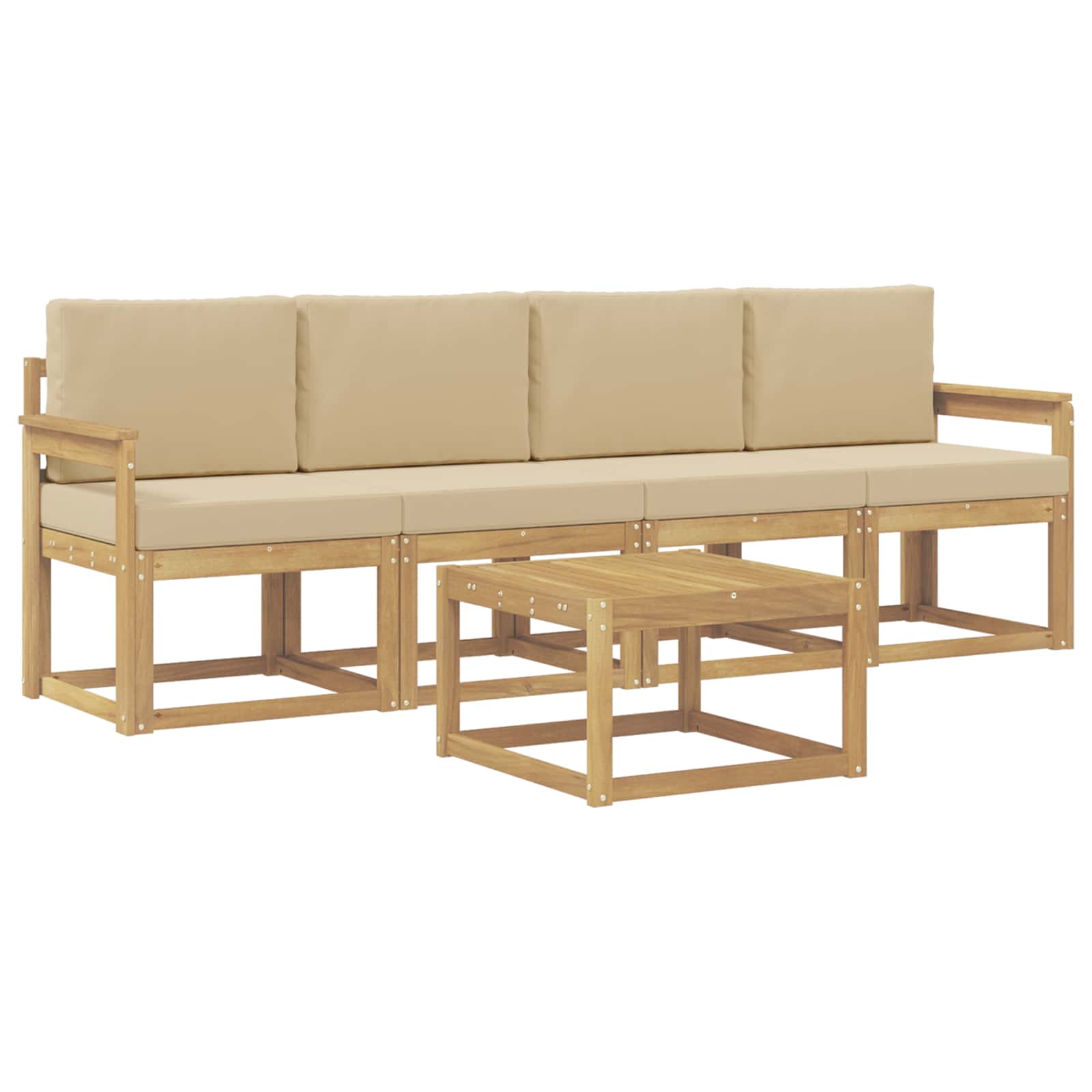 Set vanjskih sofa s jastukom 5 pcs Bijela i bež