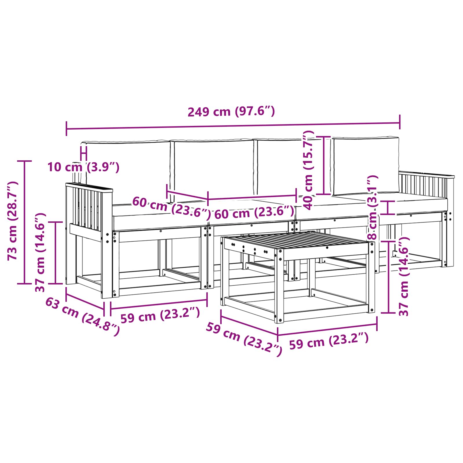 Set vanjskih sofa s jastukom 5 pcs Bijela i krem