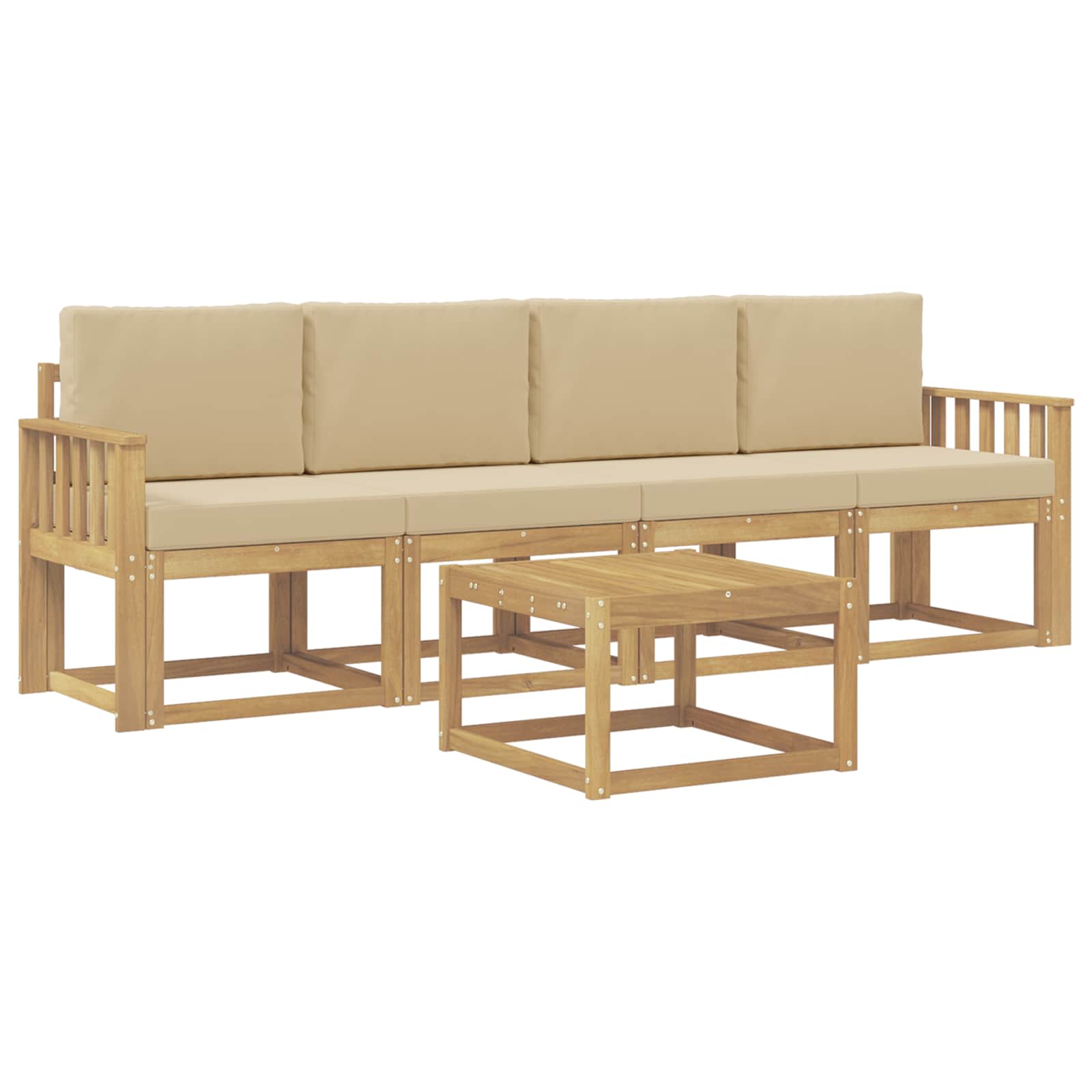 Set vanjskih sofa s jastukom 5 pcs Bijela i bež