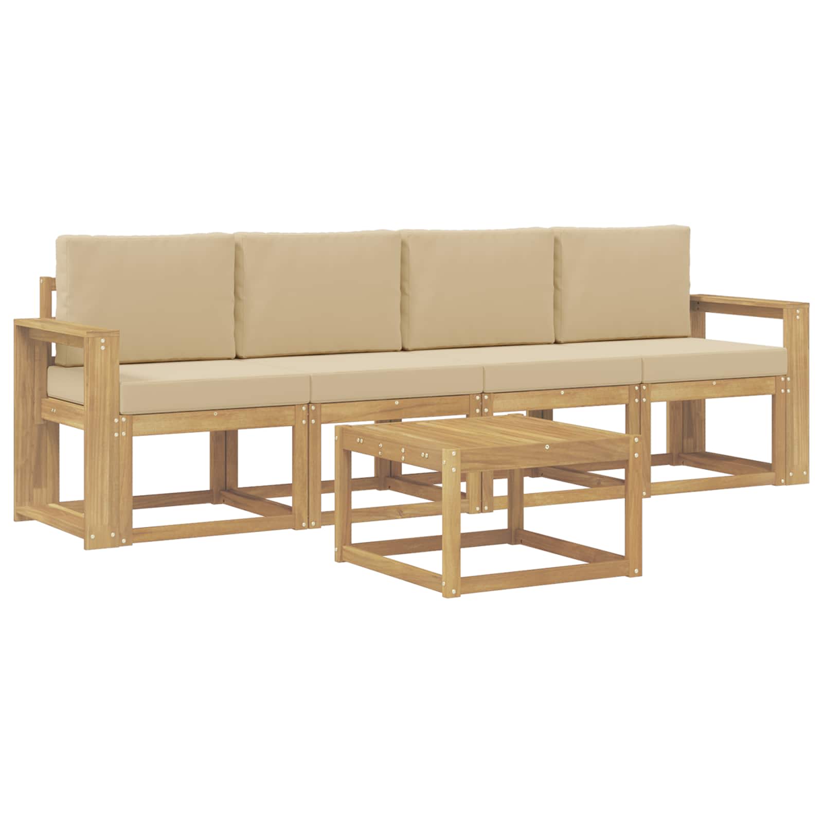 Set vanjskih sofa s jastukom 5 pcs Bijela i bež