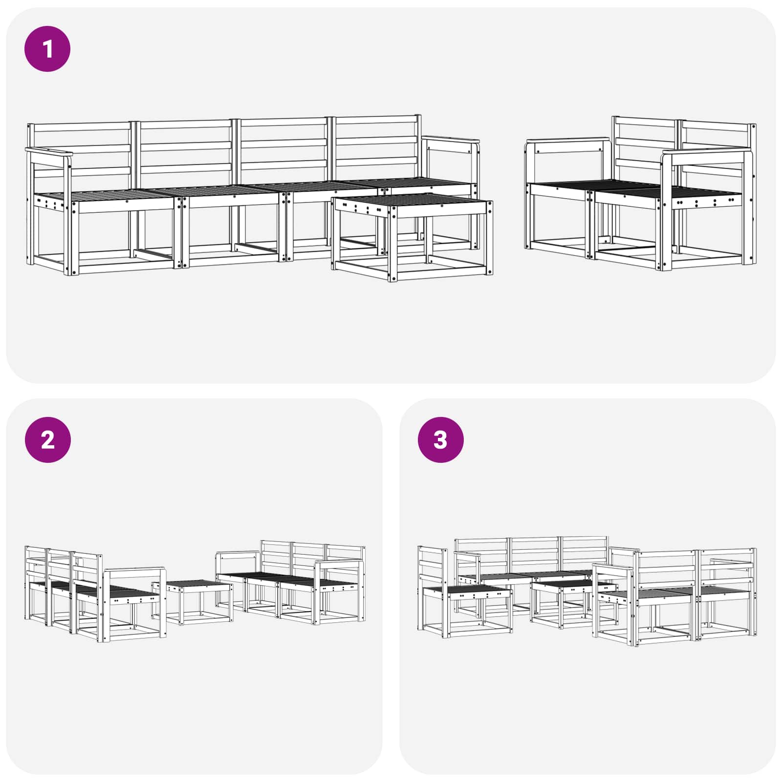 Set vanjskih sofa 7 pcs Bijela 59 x 59 x 37 cm