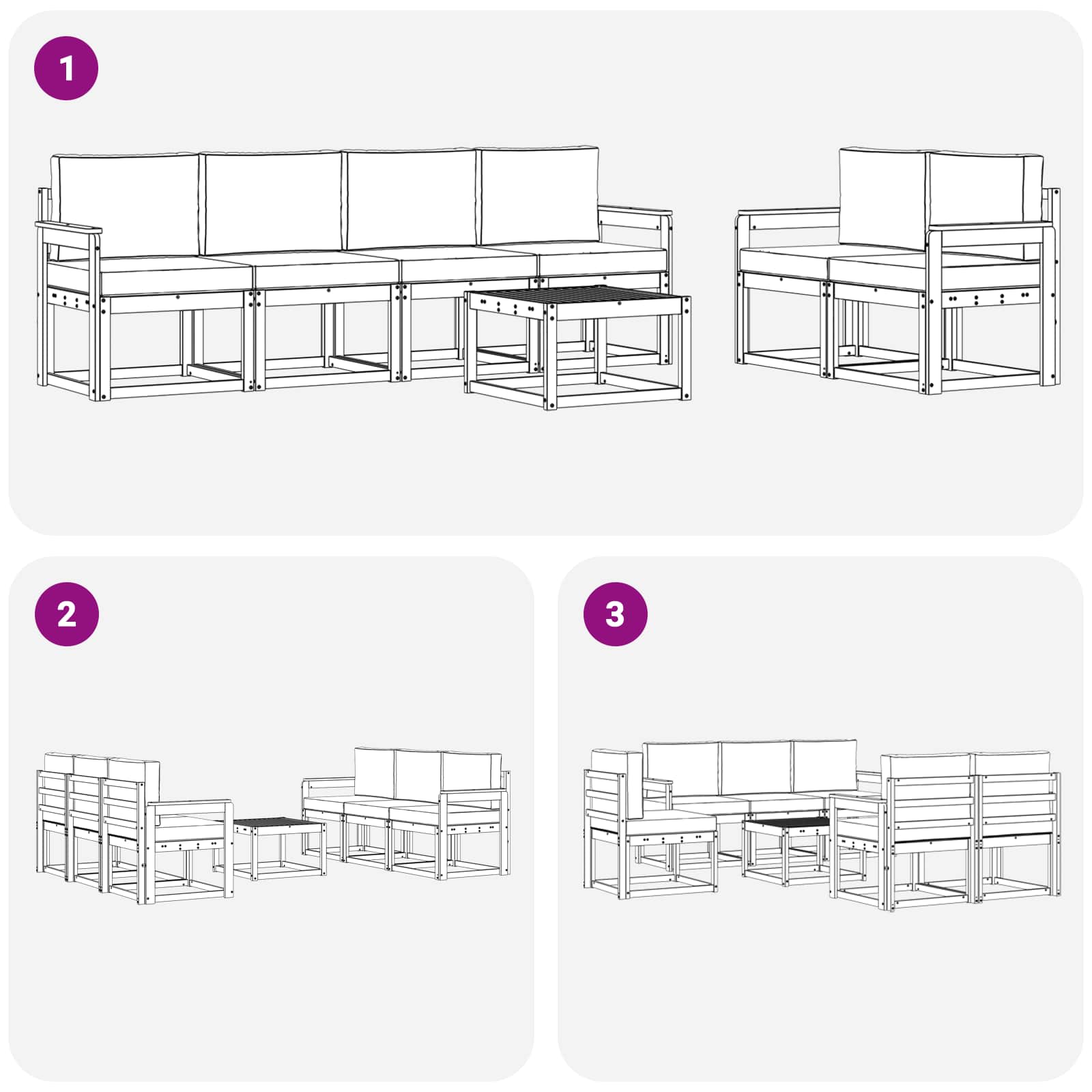 Set vanjskih sofa s jastukom 7 pcs Bijela i antracit